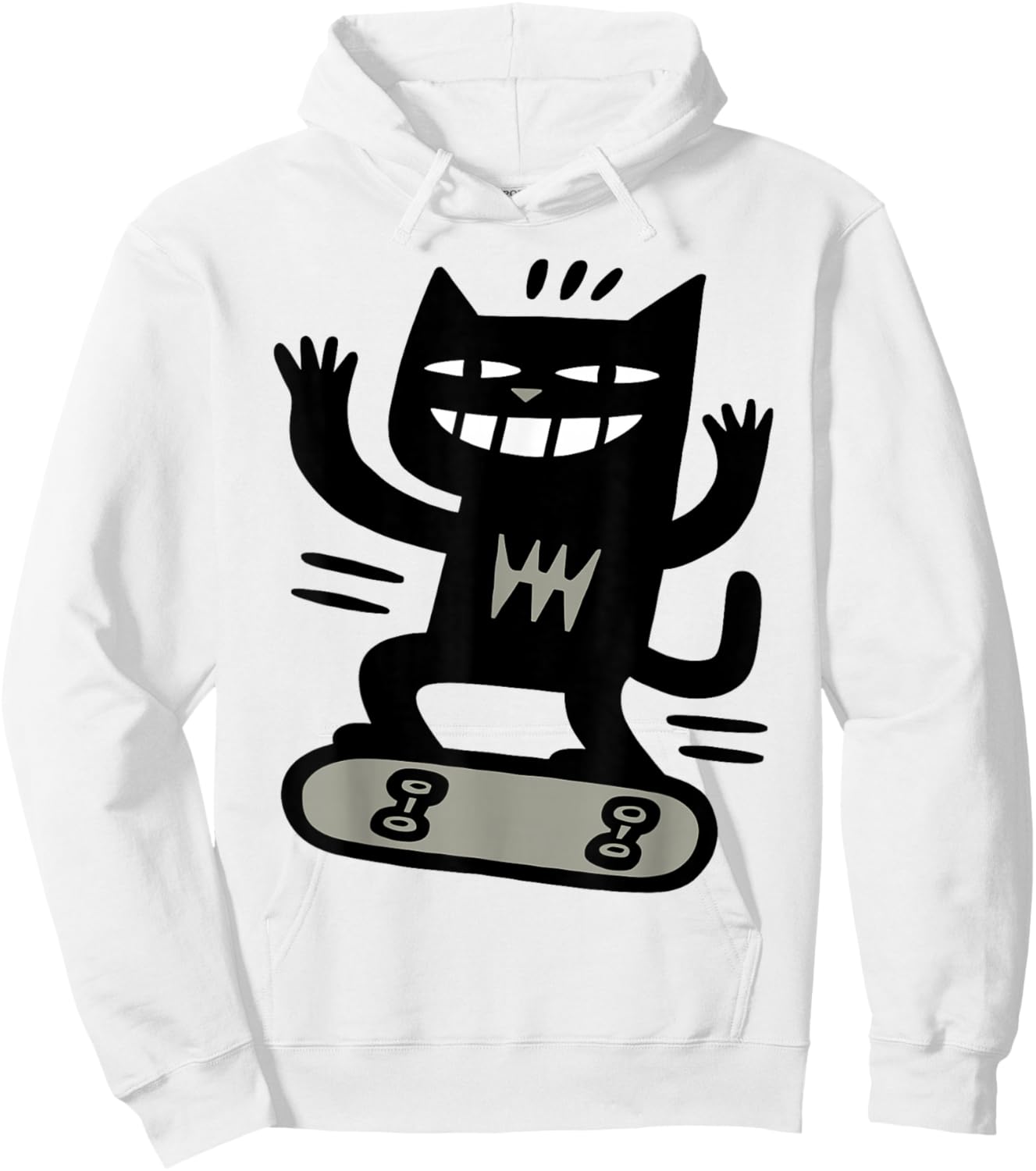 Skateboarding Cat Extreme Sports Cartoon Hoodie - Hoodie | White