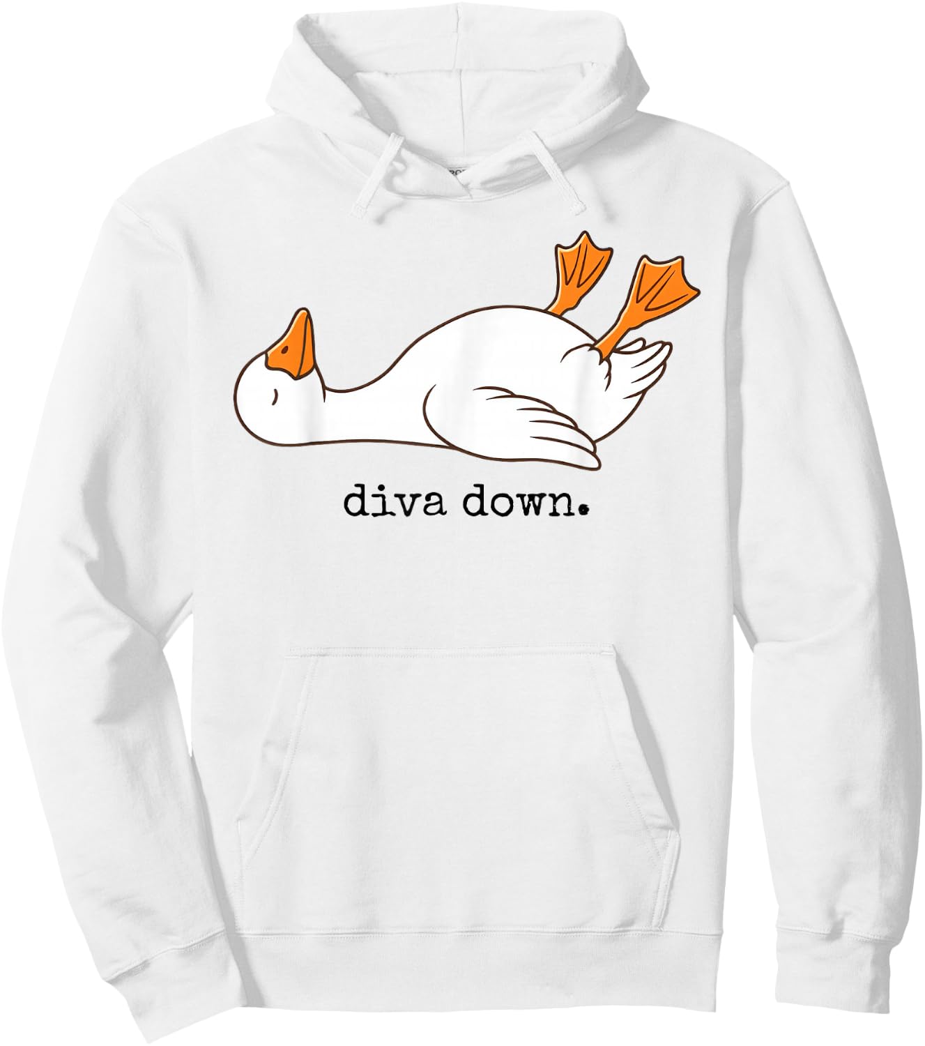 Diva Down Funny Goose Laying Down Hoodie - Hoodie | White