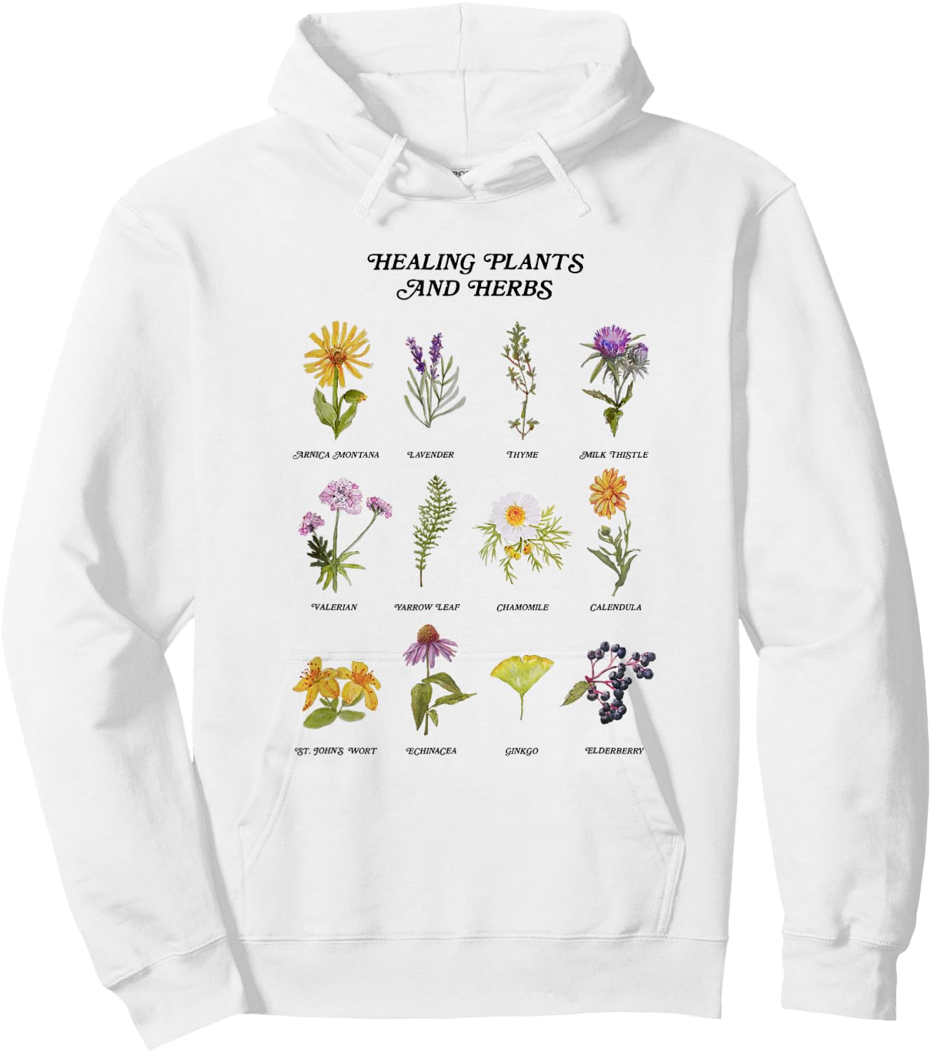 Healing Plants and Herbs Wild Flower Bohemian Garden Hoodie - Hoodie | White