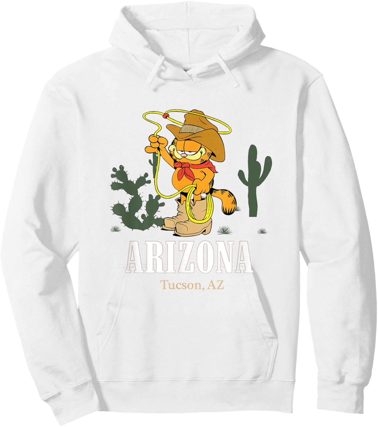 Garfield Tucson Arizona South Western Yee Haw Garfield Hoodie - Hoodie | White