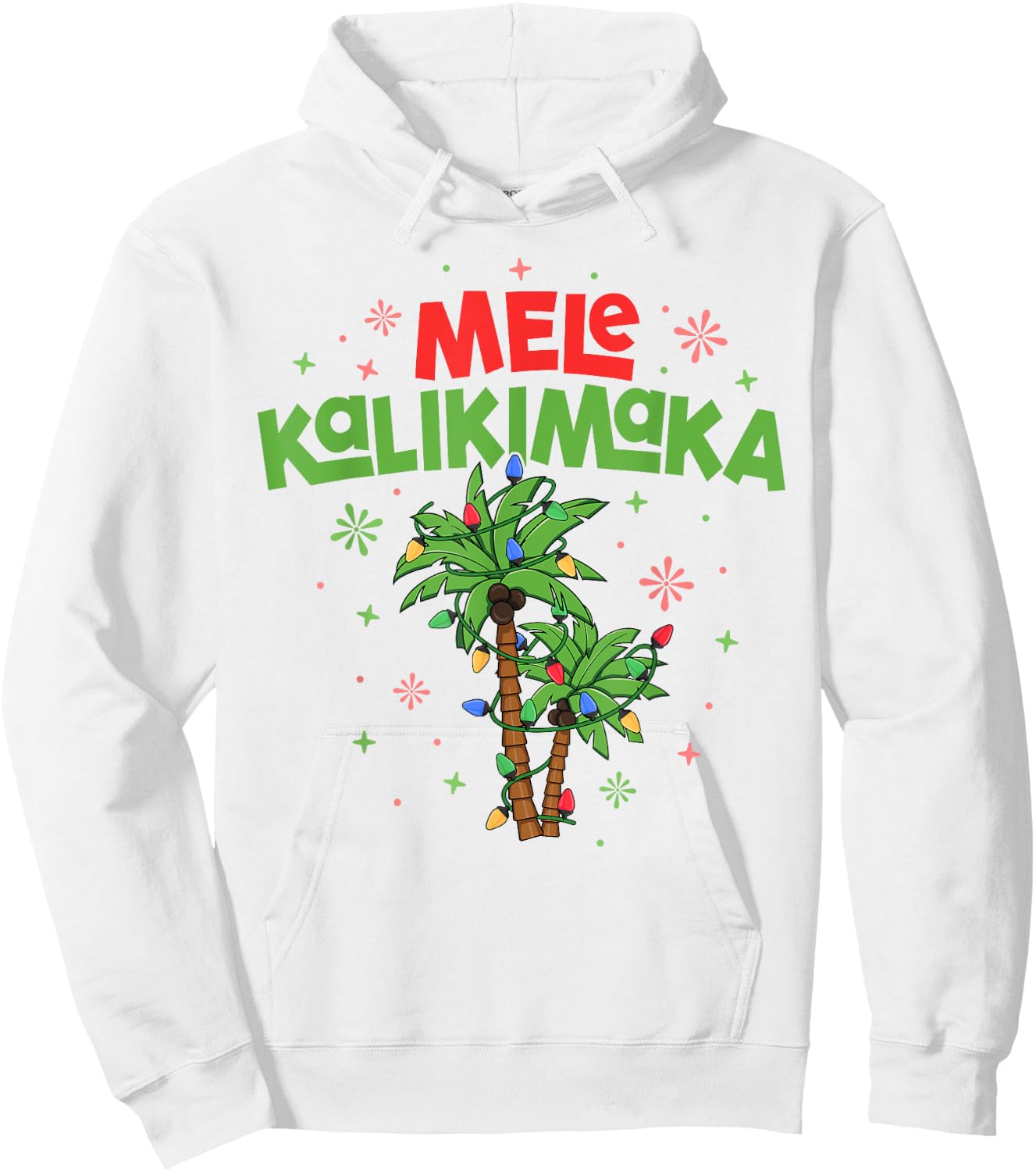 Mele Kalikimaka Hawaiian Christmas Palm Tree Lights Xmas Hoodie - Hoodie | White