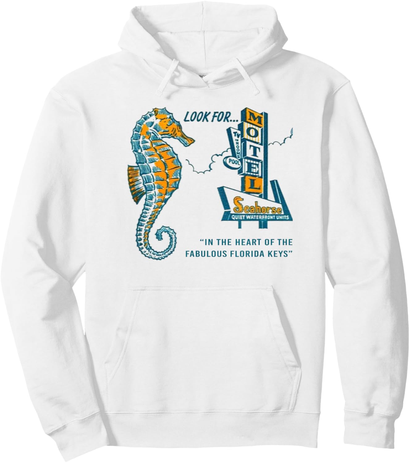 Sea Horse Motel Retro Tropical Ocean Vintage Men's Graphic Hoodie - Hoodie | White