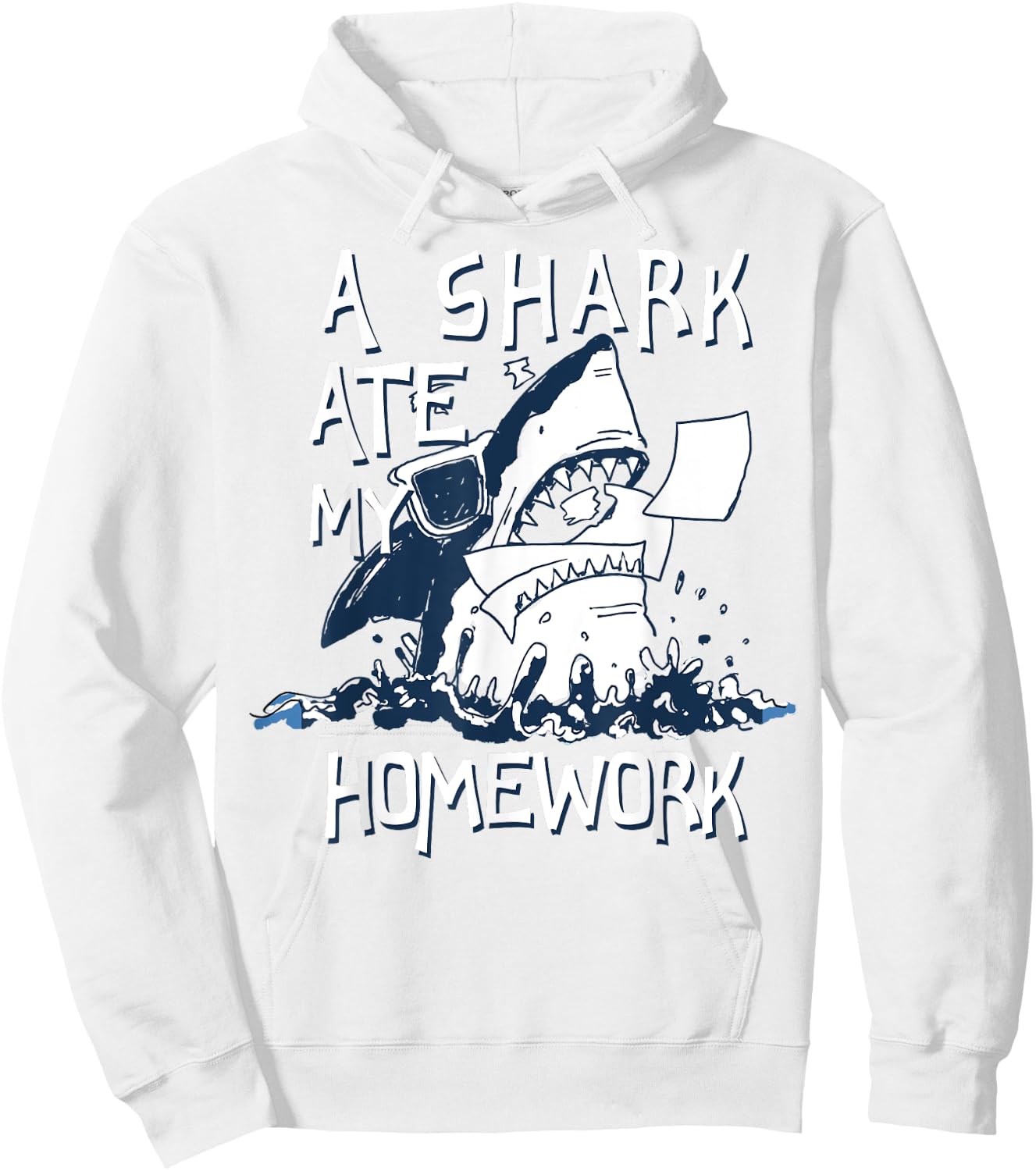 Shark Ate My Homework Hoodie - Hoodie | White