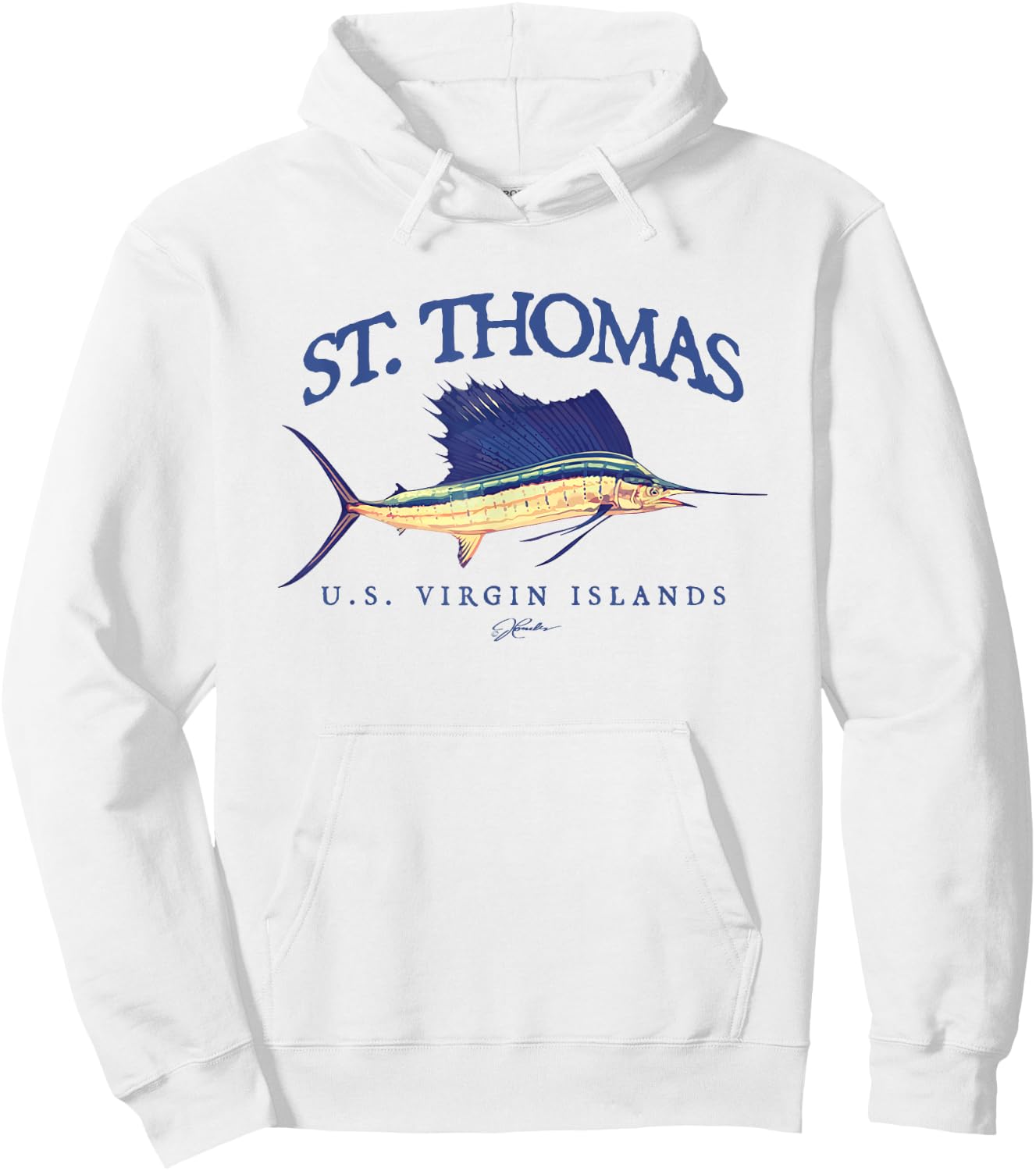 JCombs: St. Thomas, USVI, Vintage Sailfish Hoodie - Hoodie | White