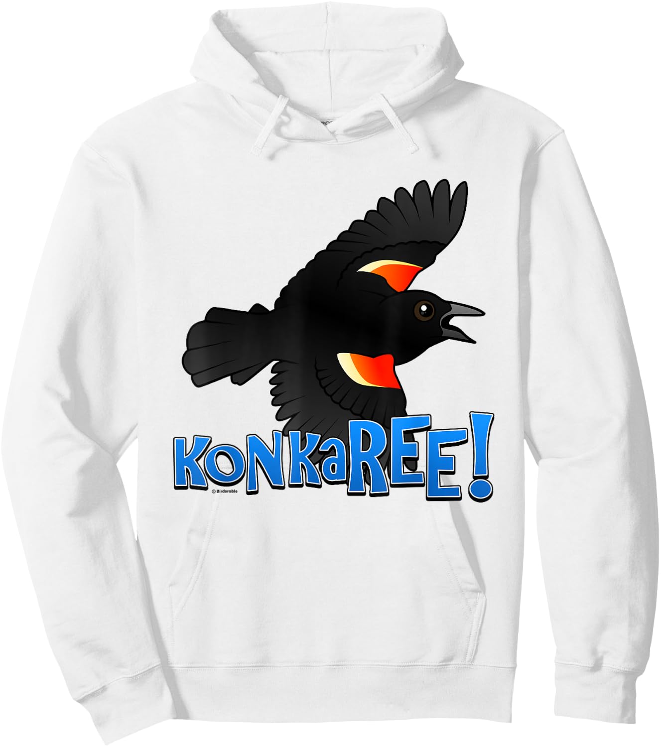Red-winged Blackbird Sure Sign of Spring Cartoon Bird Gift Hoodie - Hoodie | White
