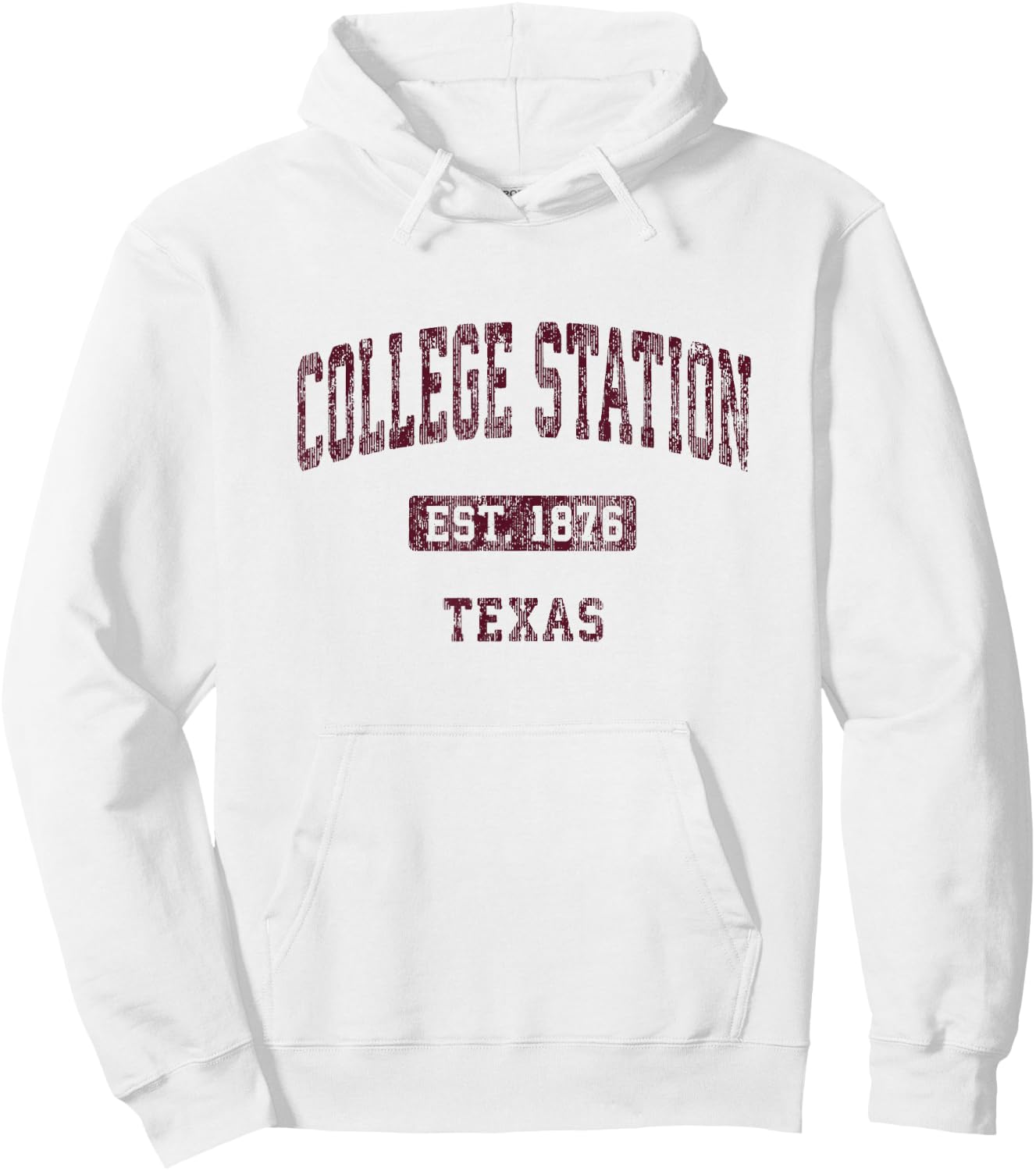 College Station Texas TX Vintage Athletic Sports Design Hoodie - Hoodie | White