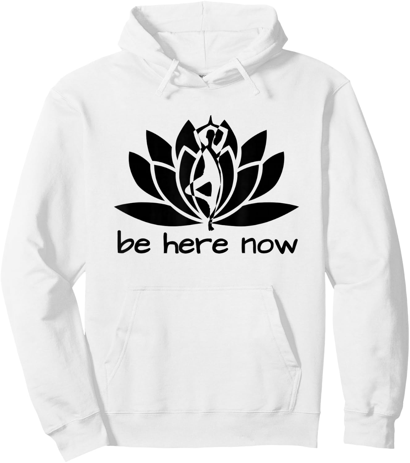 Yoga Be Here Now Fitness Workout Namaste Lotus Hoodie - Hoodie | White