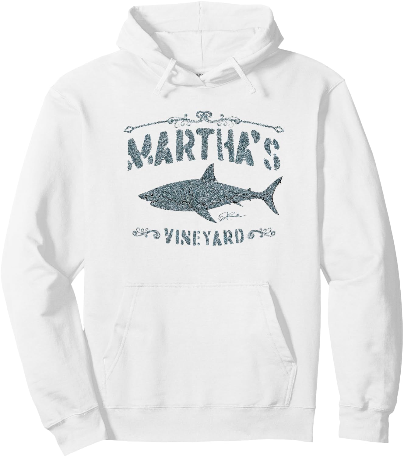 JCombs: Martha's Vineyard, MA, Great White Shark Hoodie - Hoodie | White