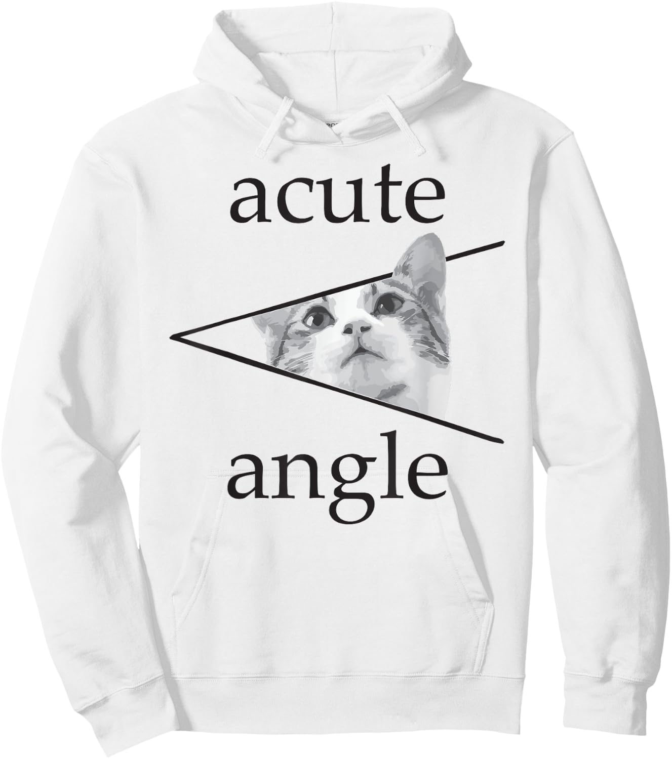Funny Mathematics Cute Cat Kitten apparel Acute Angle Women Girls Kids Hoodie - Hoodie | White