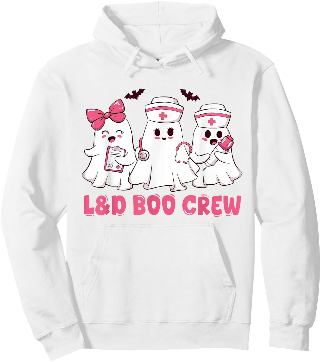 Halloween labor and delivery nurse shirt L&D Boo Crew Hoodie - Hoodie | White