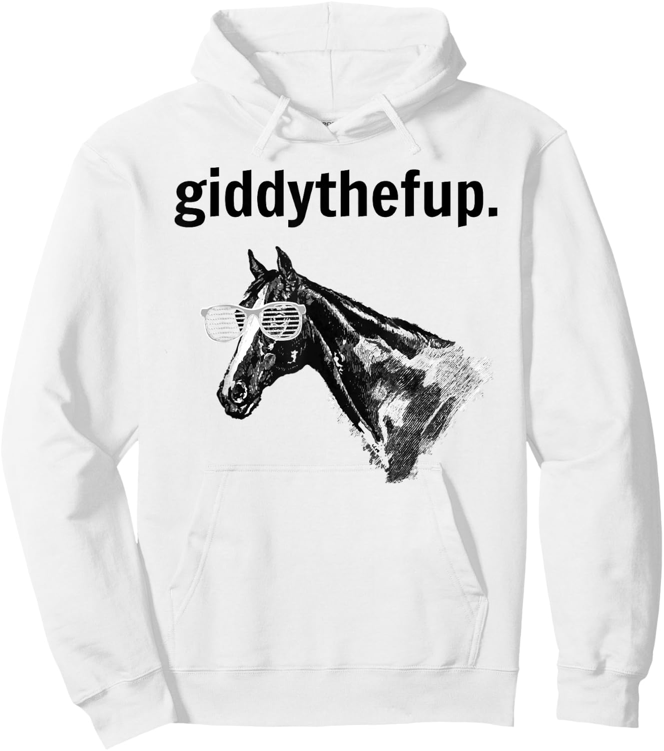 Funny Retro Horse Racing Gift: GIDDY THE F UP Hoodie - Hoodie | White