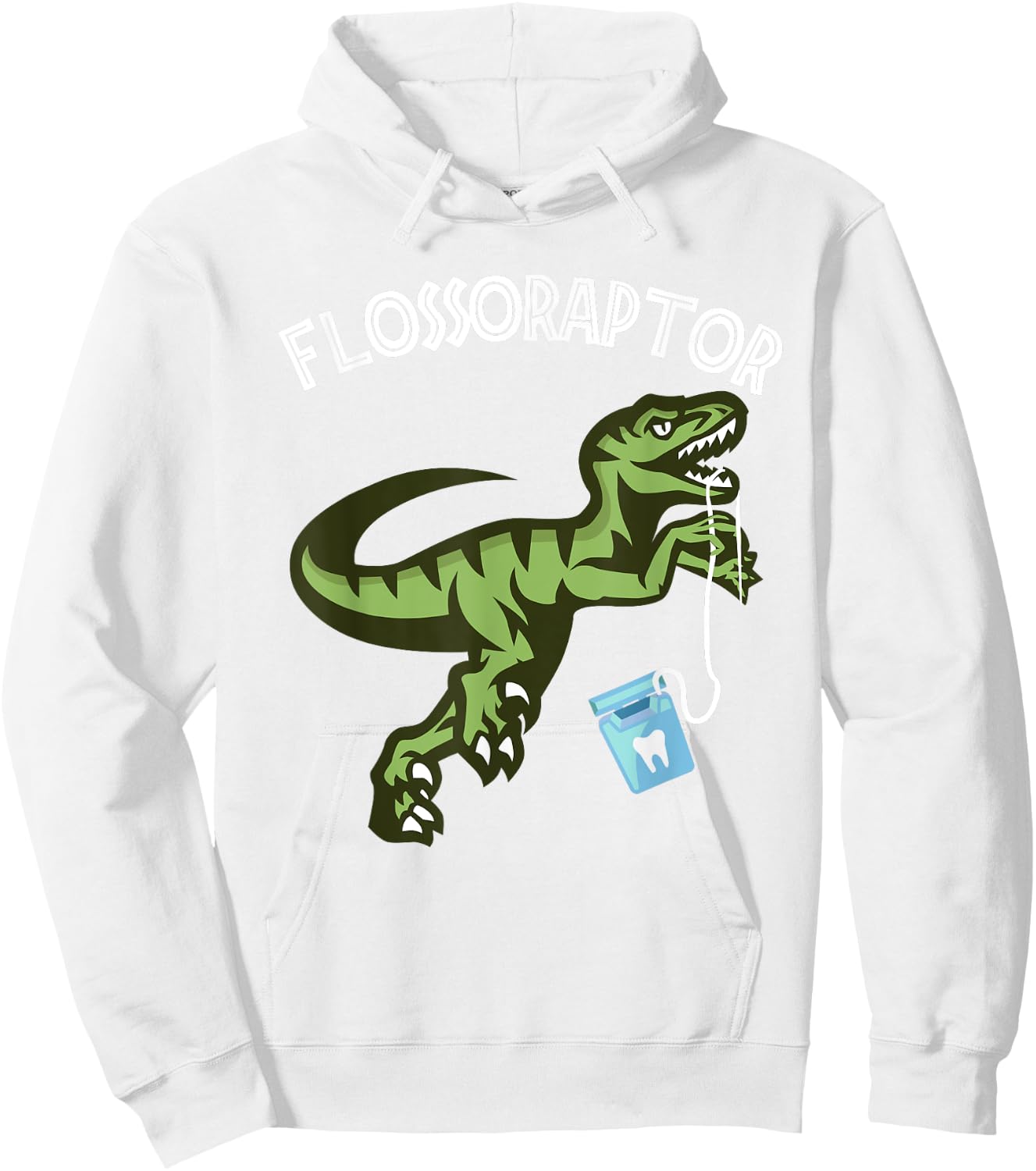 Floss Shirt - Funny Flossoraptor Dental Hygiene Hoodie - Hoodie | White