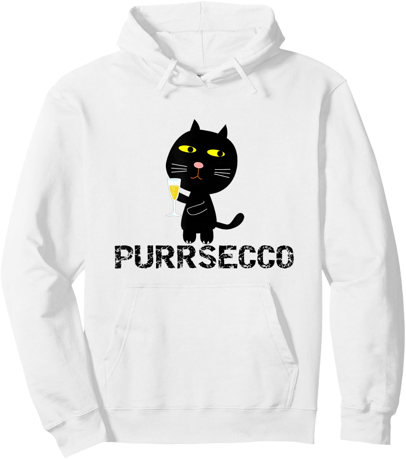 Funny Purrsecco Cat Prosecco Drink Pun Black Cat Friend Gift Men Women Hoodie - Hoodie | White