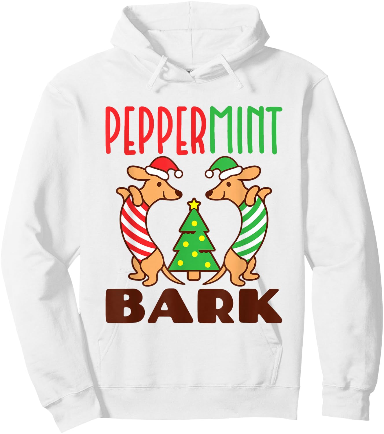 Peppermint Bark - Xmas Doxie Dachshund Pun Christmas Hoodie - Hoodie | White