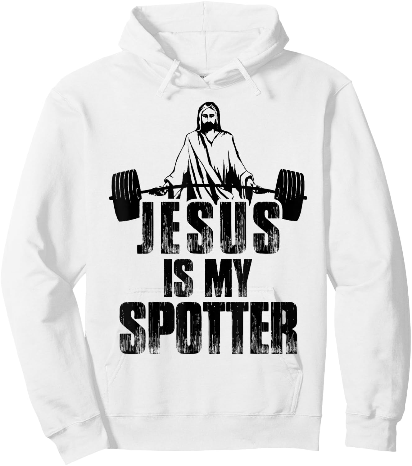 Christian Shirt Funny Gym Jesus Is My Spotter Gift Hoodie - Hoodie | White
