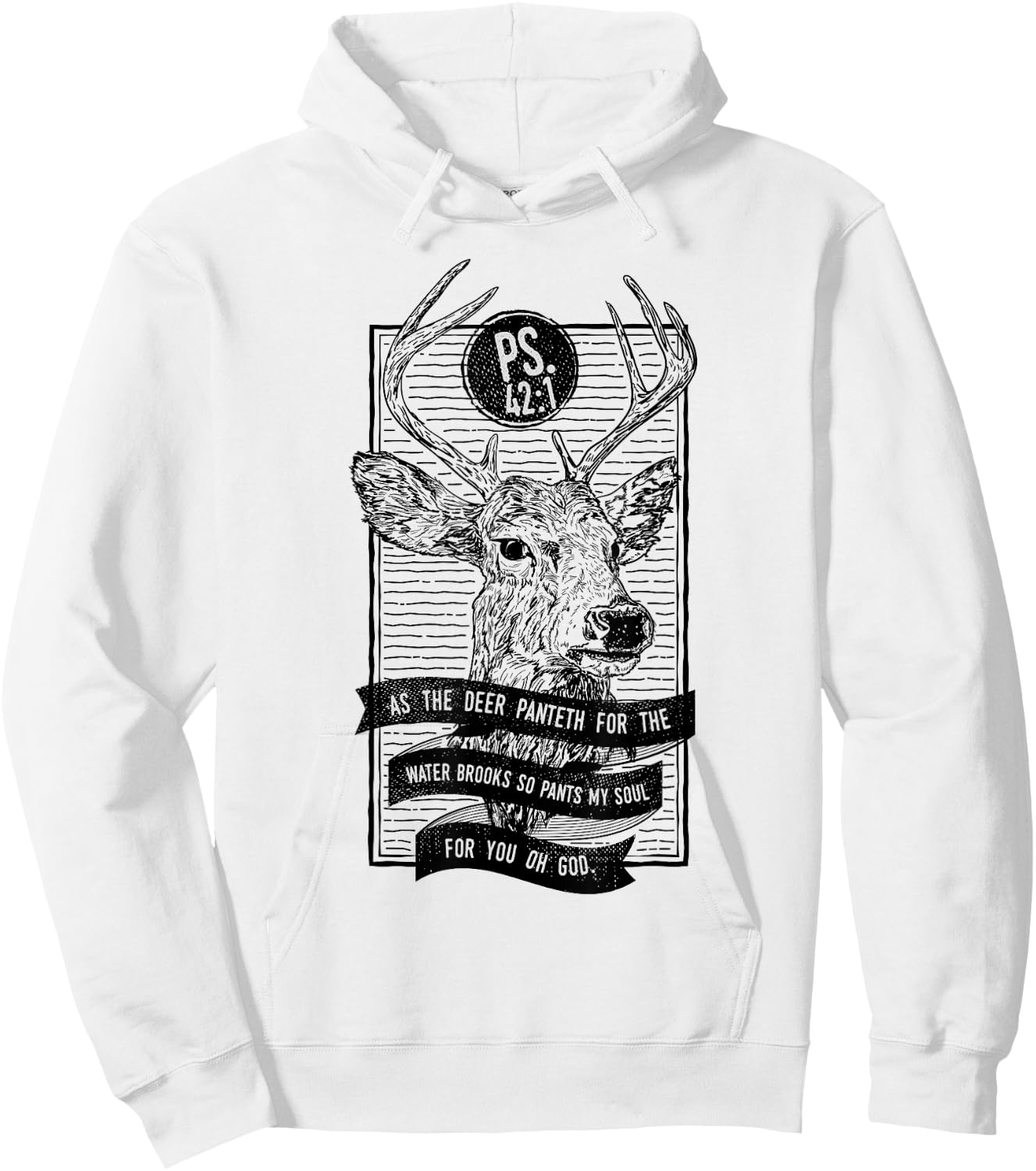 As The Deer Panteth For The Water Brooks Christian Hoodie - Hoodie | White