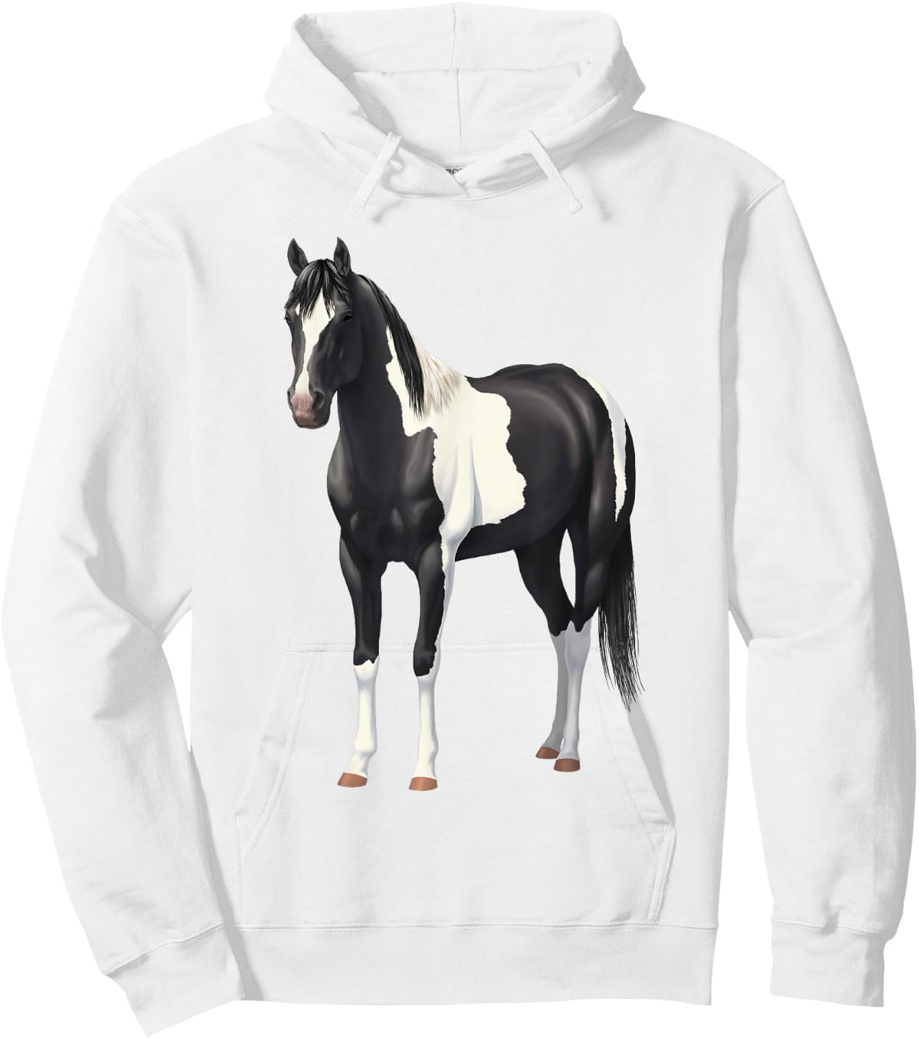 Beautiful Black Pinto Paint Horse Quarter Horse Hoodie - Hoodie | White