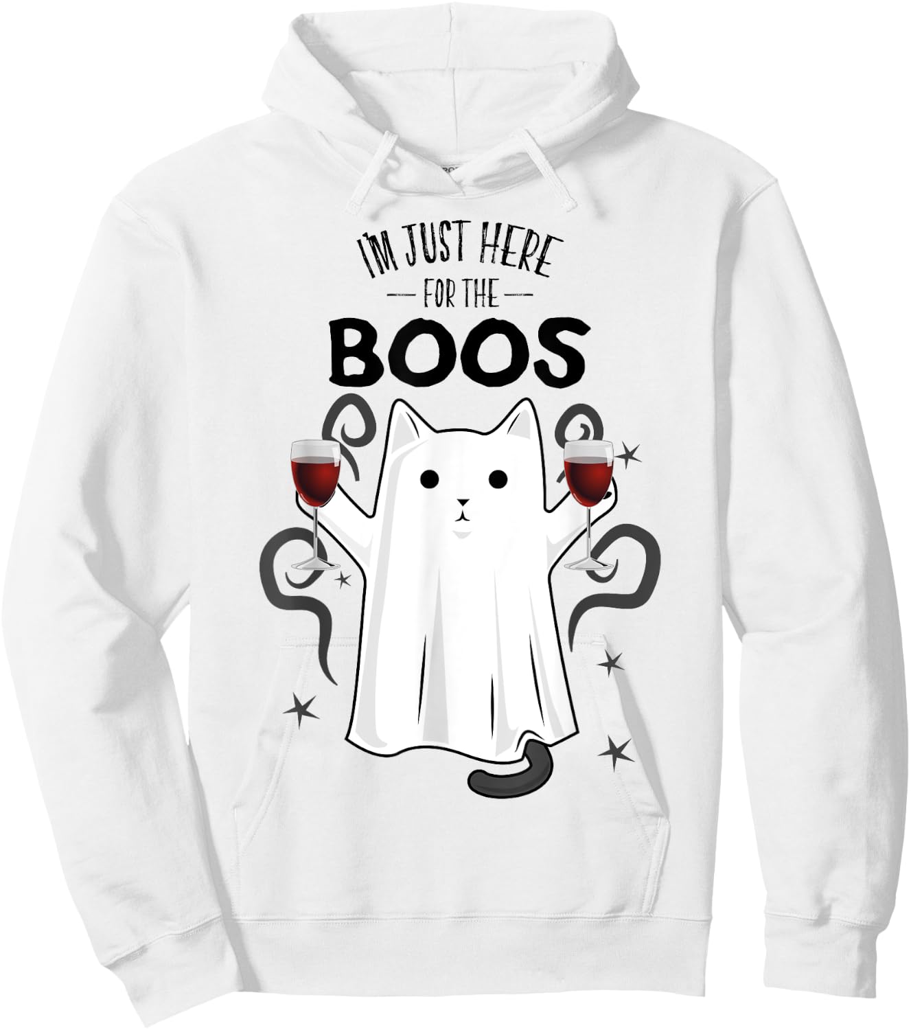 I'm Just Here for the Boos Shirt Halloween Cat Ghost Shirt Hoodie - Hoodie | White