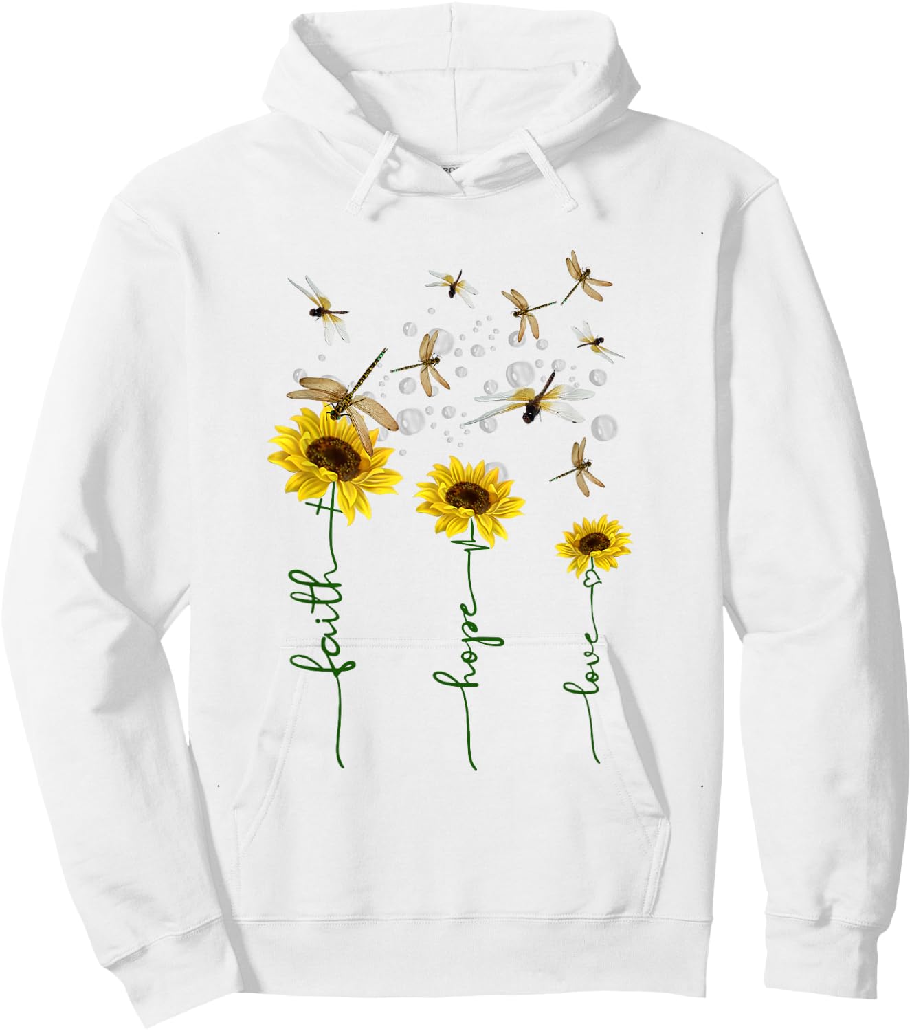 Faith Hope Love Sunflower Dragonfly Christian Gift Hoodie - Hoodie | White
