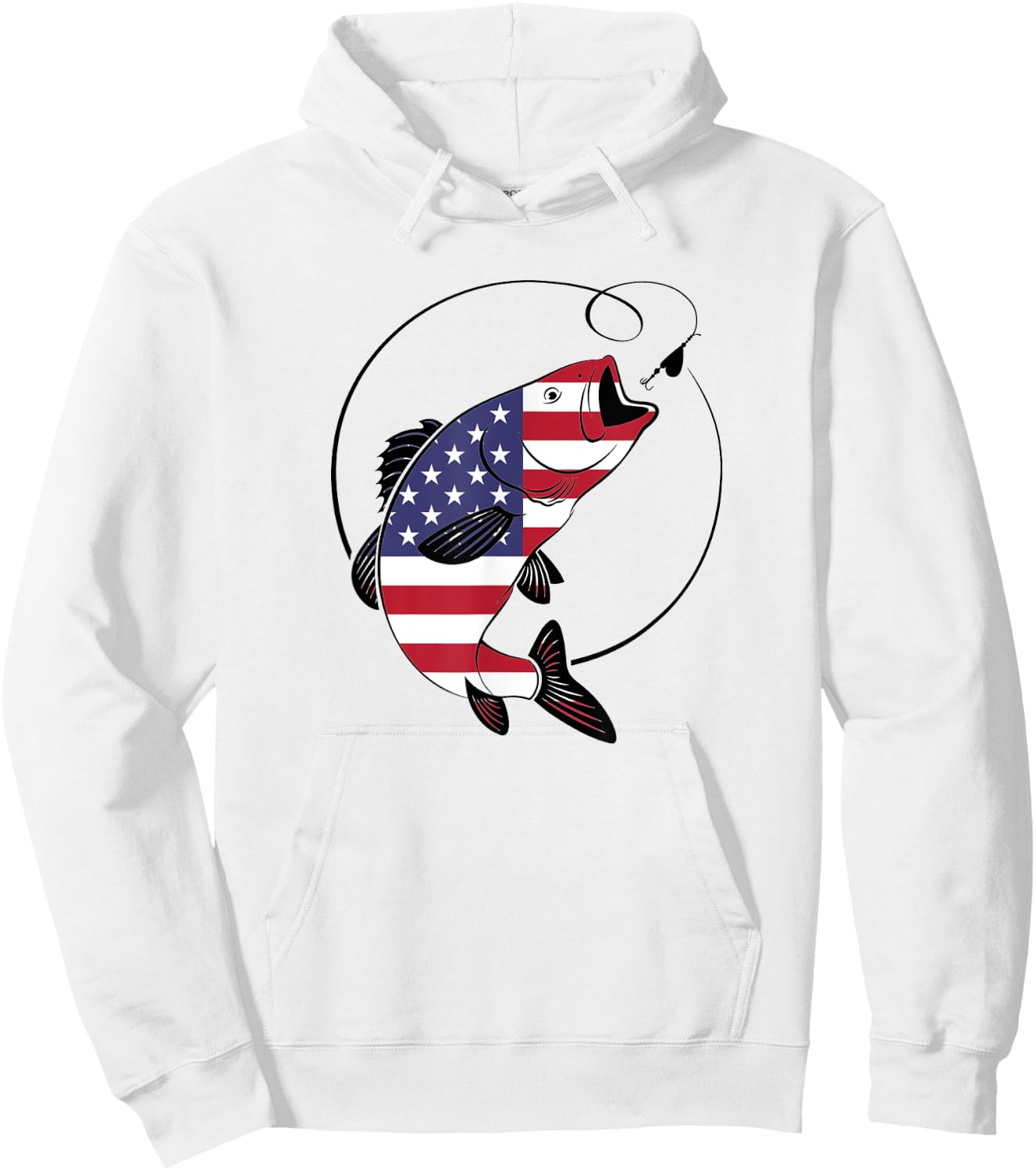 American Flag Fishing Shirt Vintage 4th July USA Patriotic Hoodie - Hoodie | White