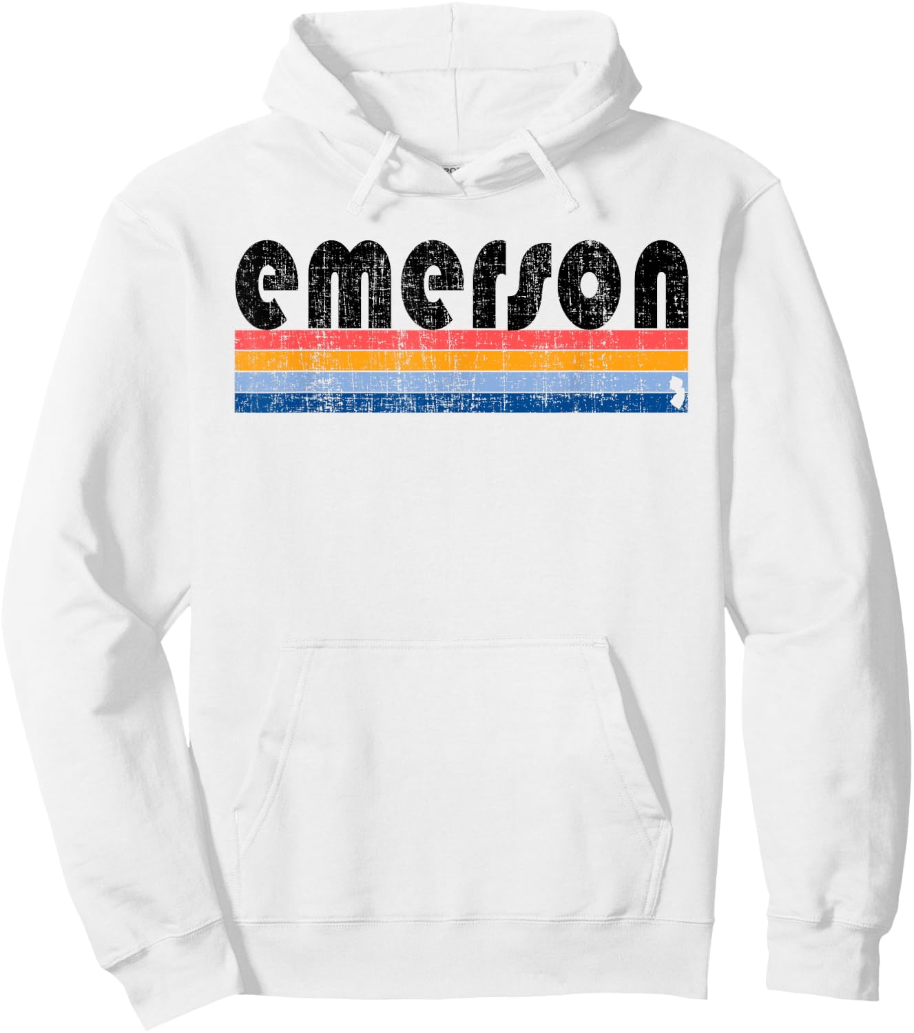 Vintage 80s Style Emerson NJ Hoodie - Hoodie | White