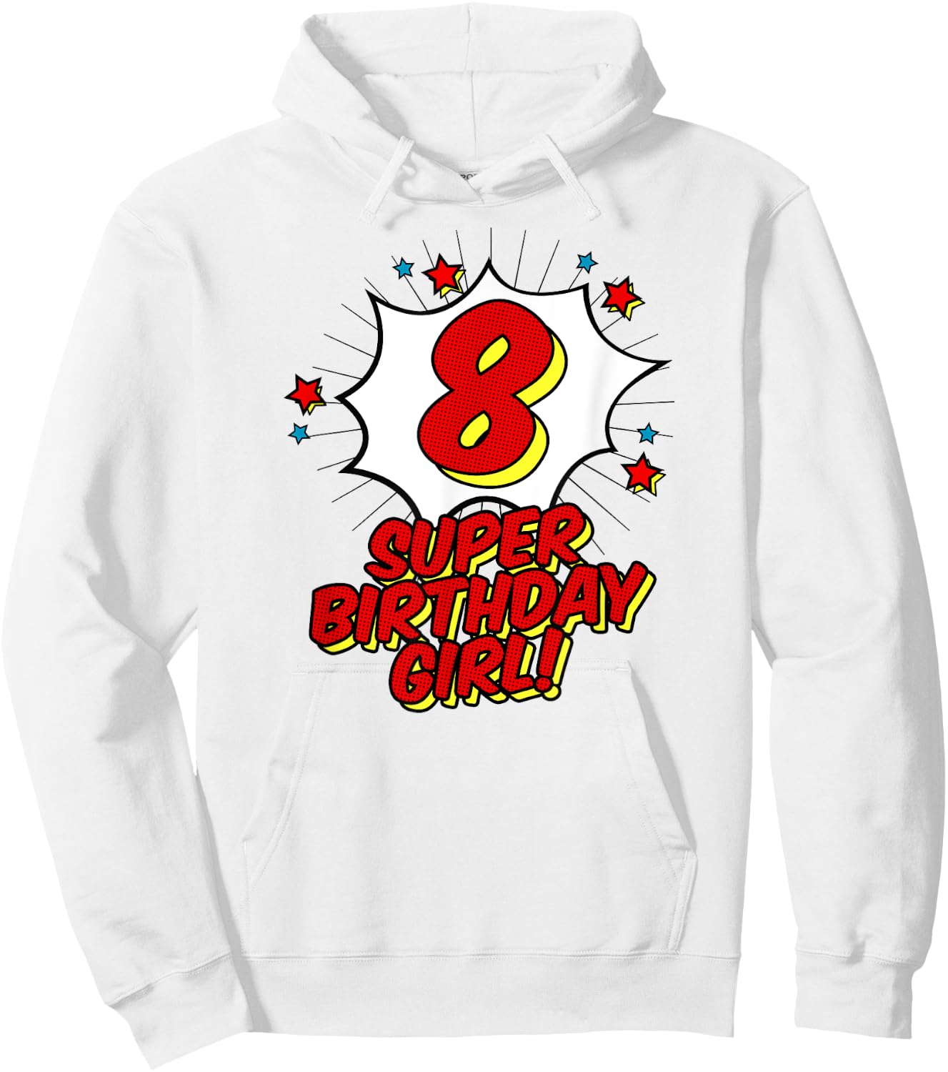 Super 8th Birthday Girl Shirt Superhero Birthday Party Hoodie - Hoodie | White