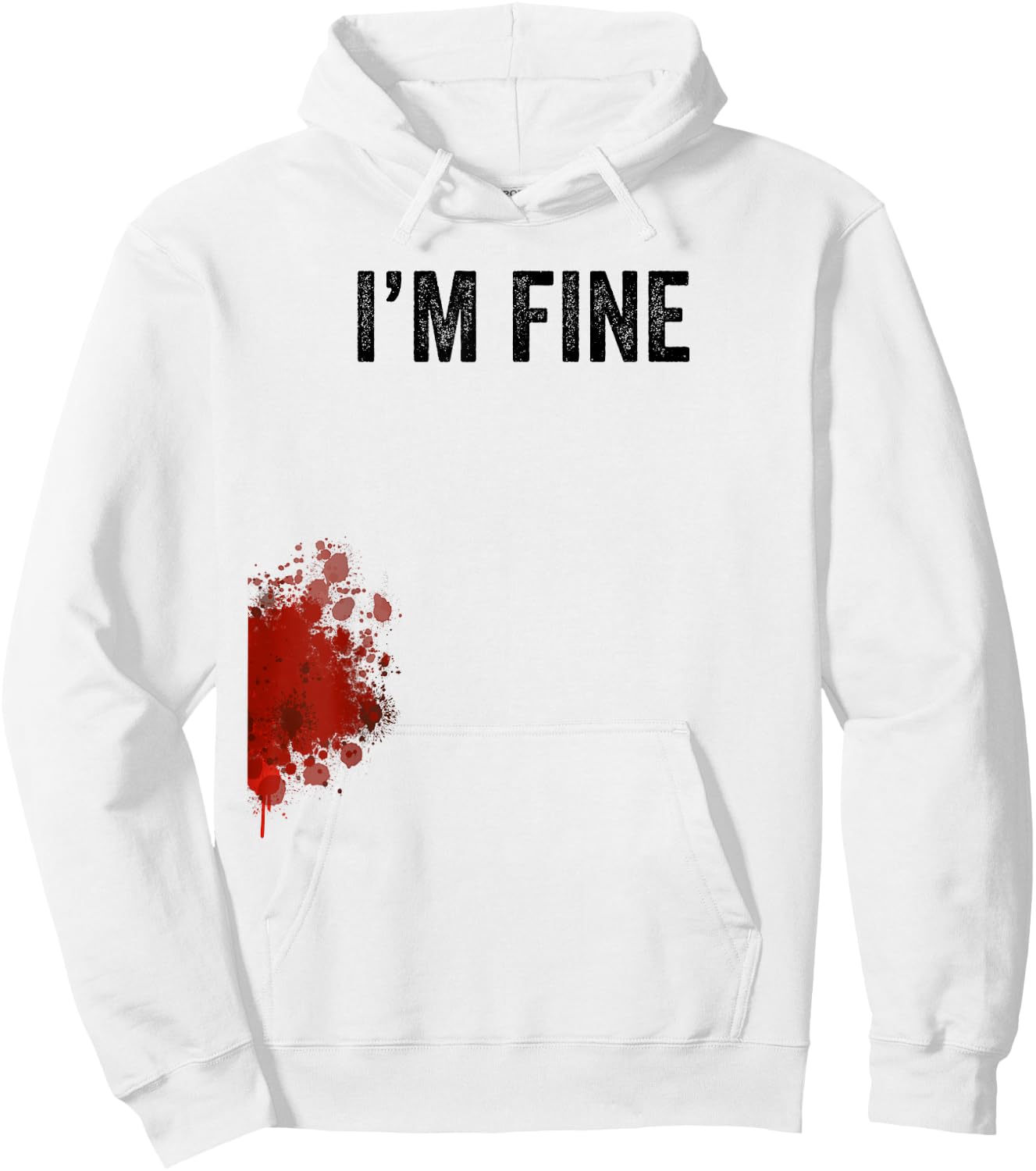 I'm Fine Graphic Zombie Slash Movie Halloween Hoodie - Hoodie | White