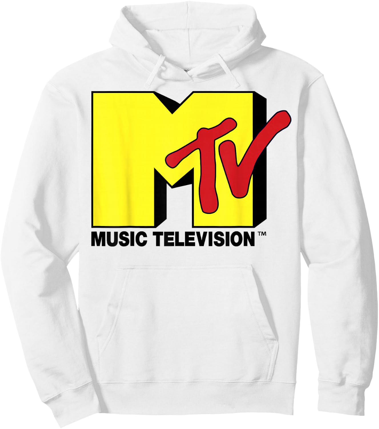 MTV Bright Yellow M & Red TV Logo Graphic Hoodie - Hoodie | White