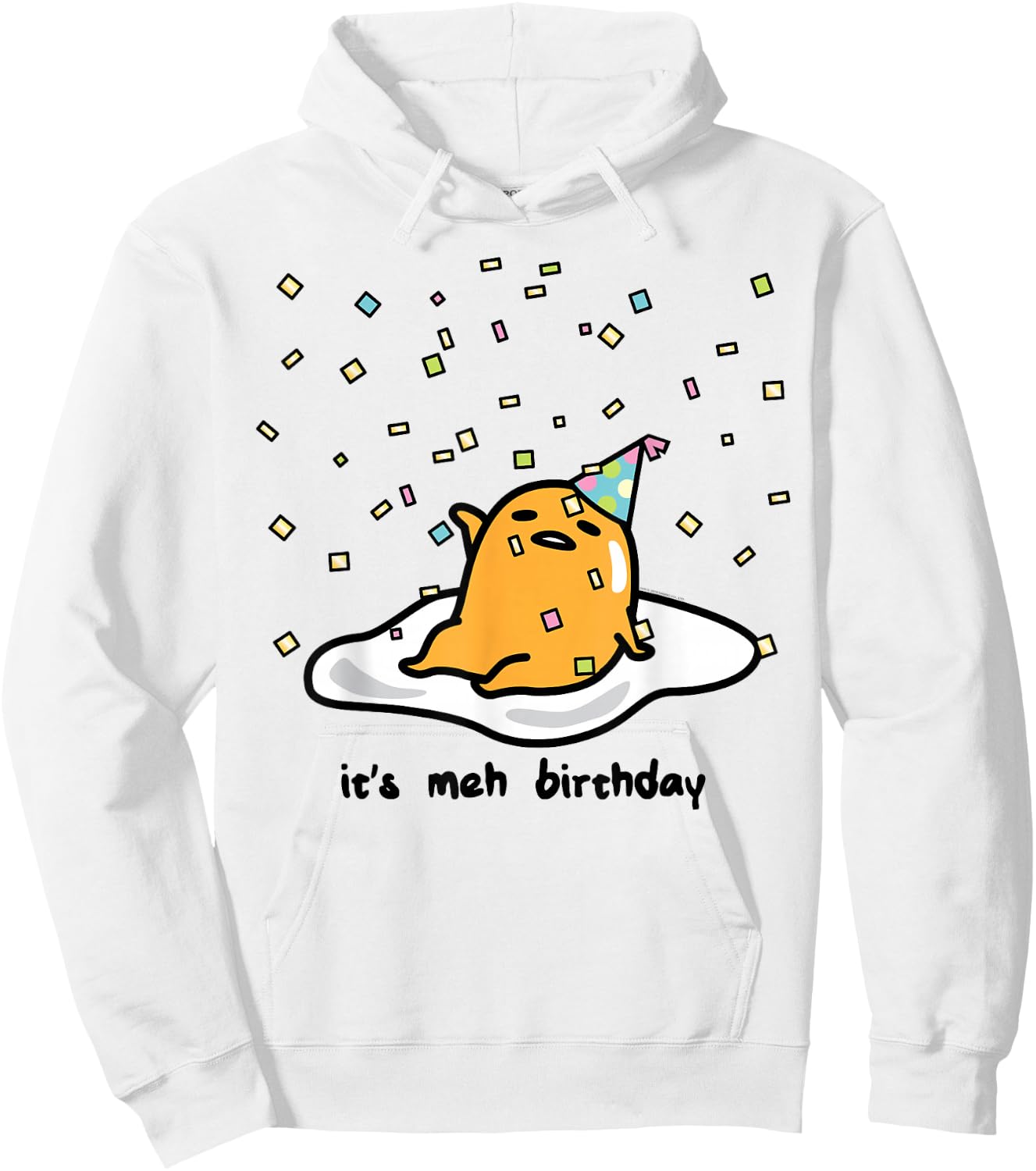 Gudetama The Lazy Egg It's Meh My Birthday Confetti Party Small Hoodie - Hoodie | White
