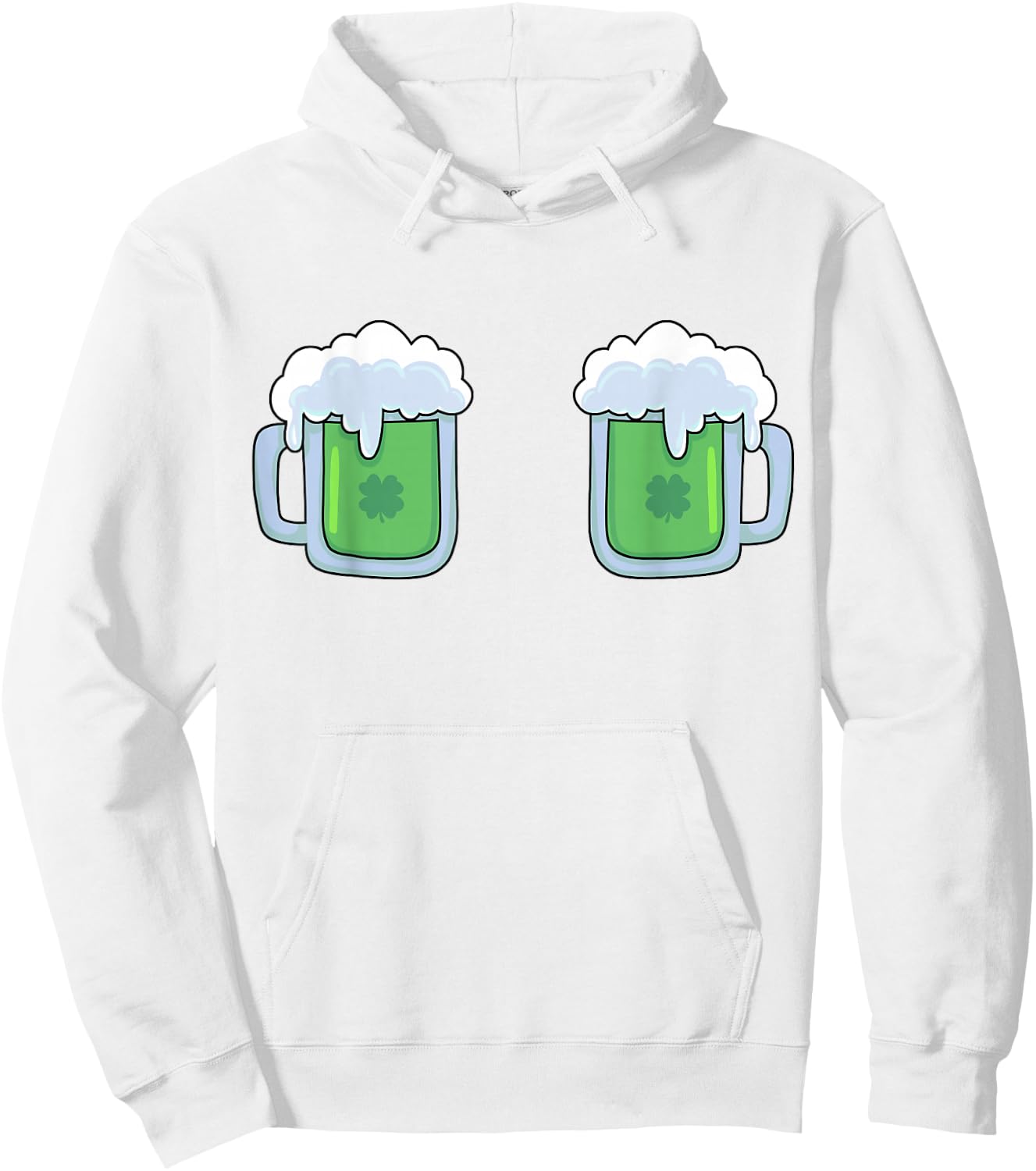 Funny St Patricks Day Drinking Irish Shamrock Green Beer Mug Hoodie - Hoodie | White