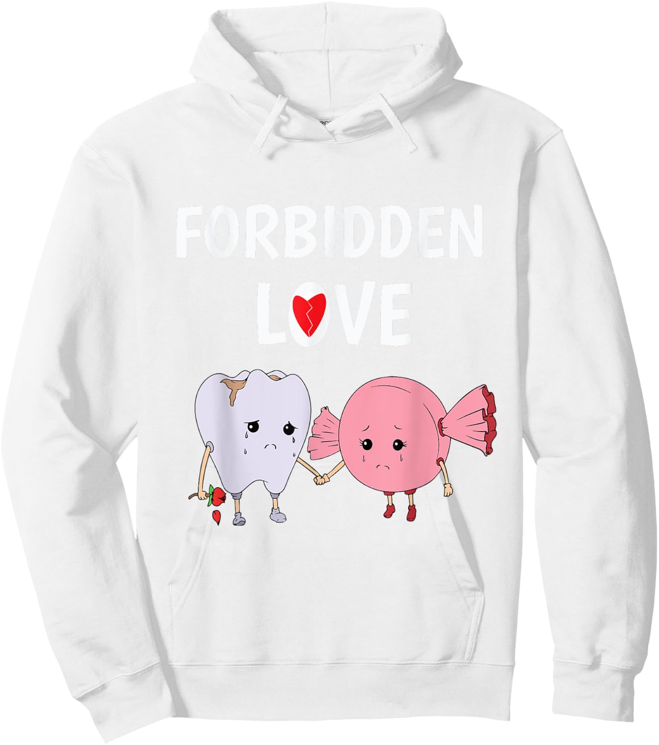 Forbidden Love Funny Teeth and Candy Dentist T Shirt Hoodie - Hoodie | White