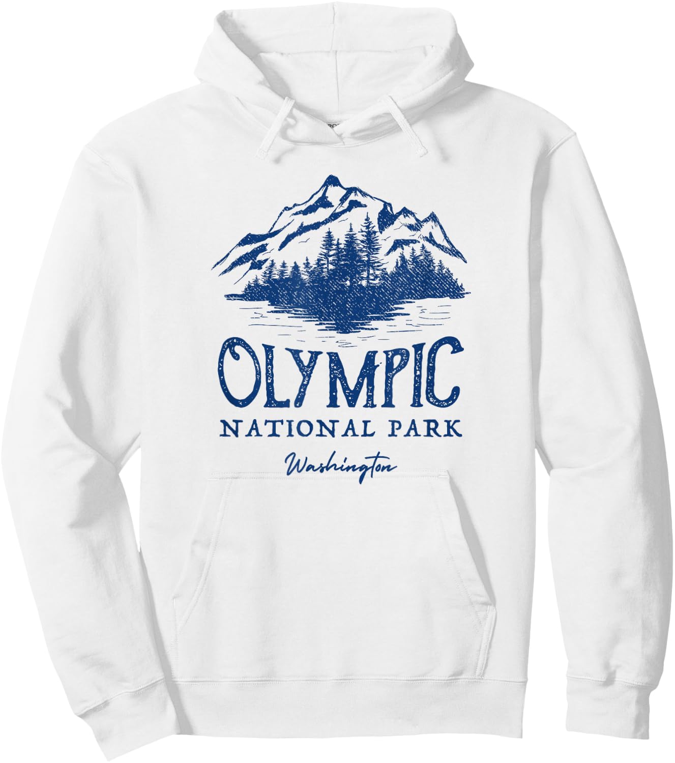 Vintage Olympic National Park Washington Hoodie - Hoodie | White