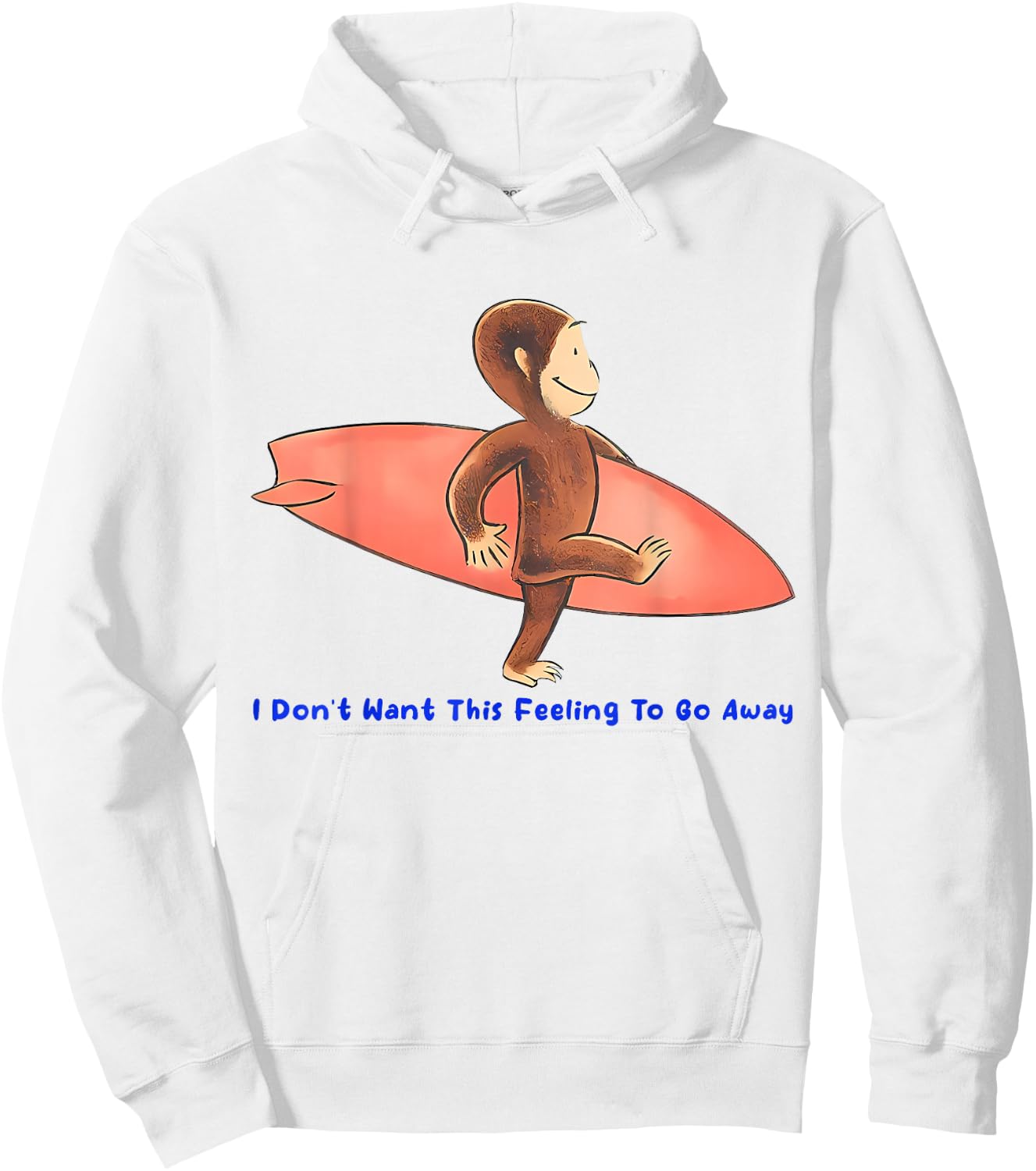 Vintage Surf Monkey I Don't Want This Feeling to Go Away Hoodie - Hoodie | White