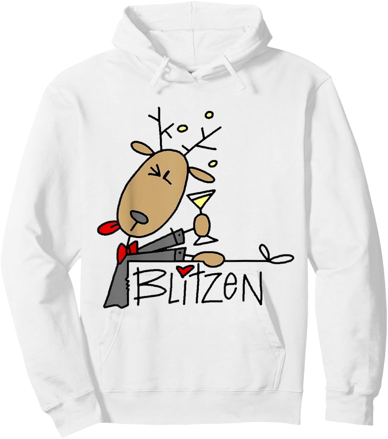 Blitzen Christmas Funny Reindeer Hoodie - Hoodie | White