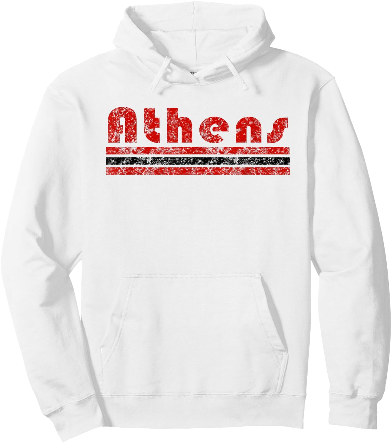 Athens Georgia Retro Three Stripe Weathered Vintage Hoodie - Hoodie | White