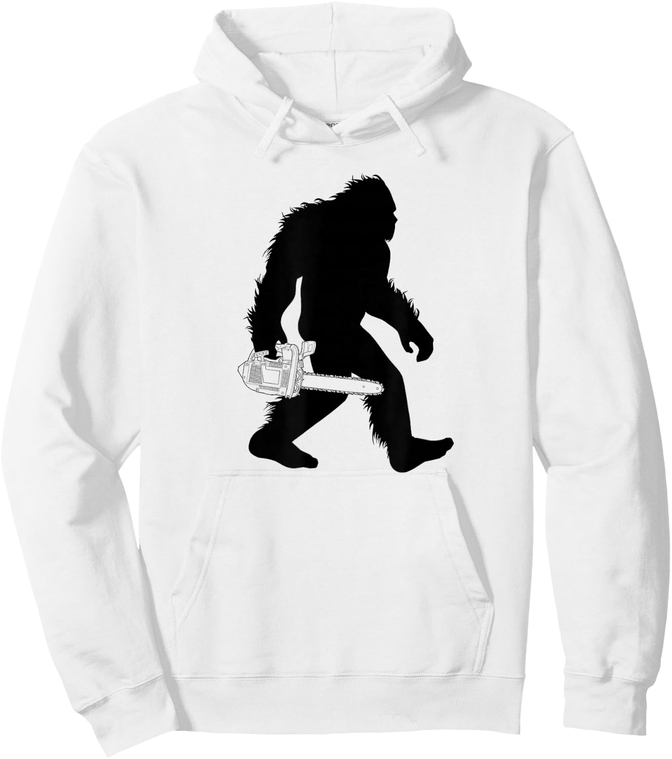 Bigfoot Carrying Chainsaw , Lumberjack Sasquatch Hoodie - Hoodie | White