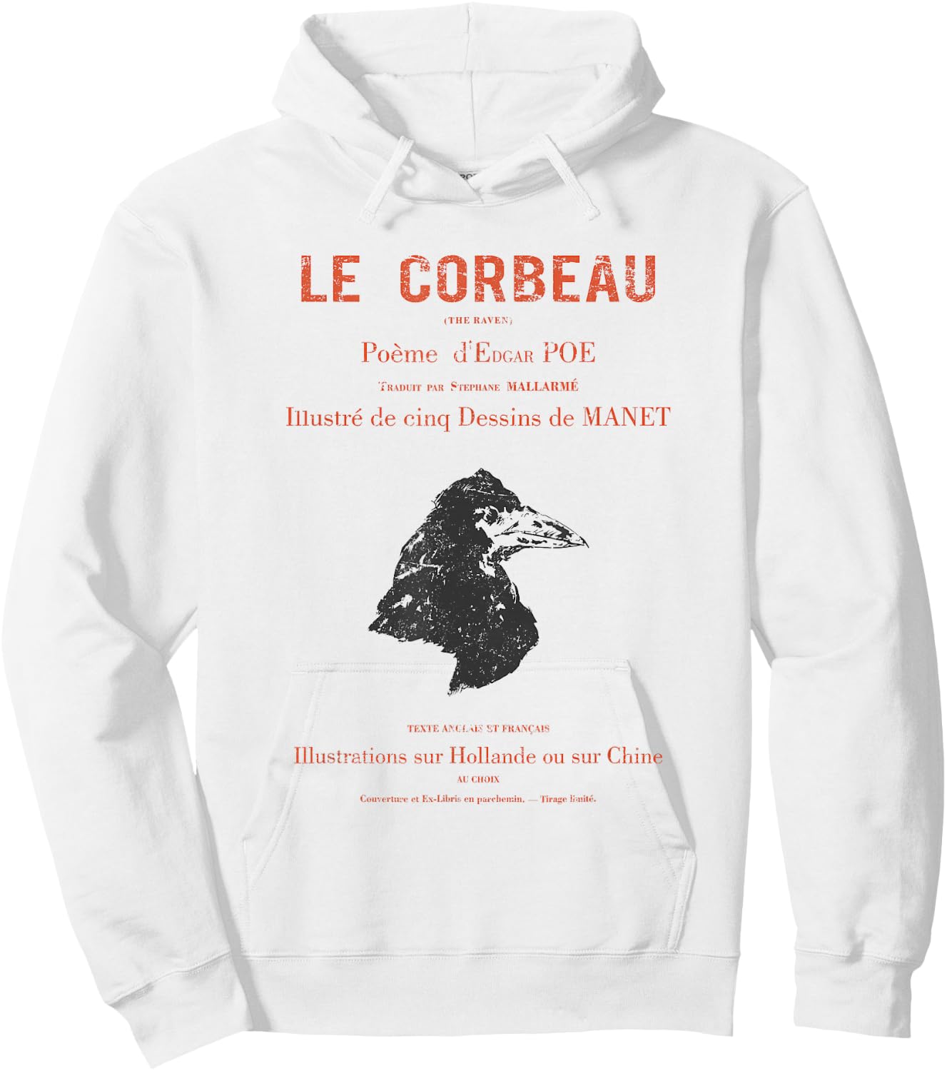 Edgar Allen Poe's the Raven (le Corbeau) 1875 French Edition Hoodie - Hoodie | White