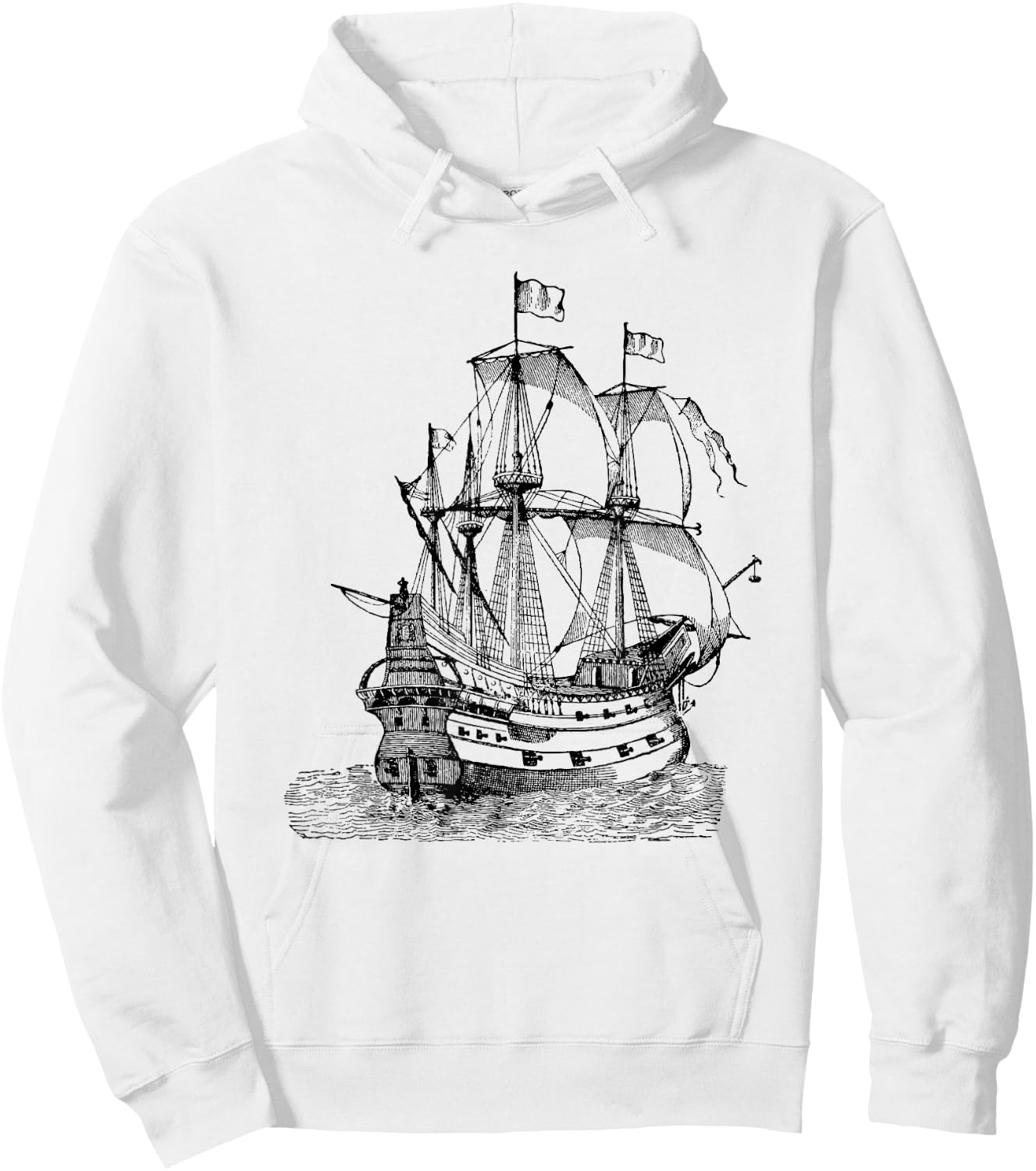 Cool Graphic Design Old Pirate Ship Hoodie - Hoodie | White