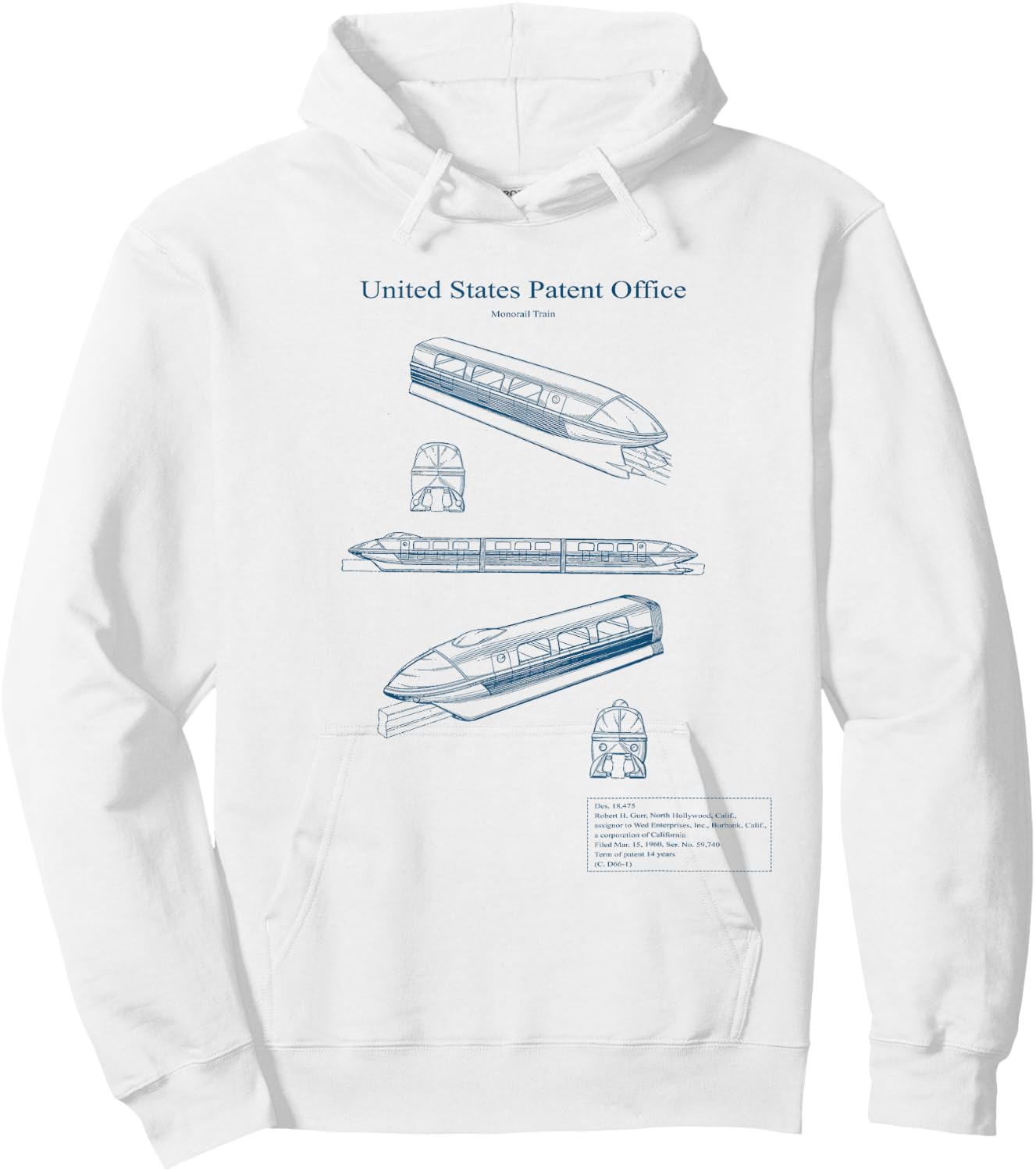 Monorail Blue Print Hoodie - Hoodie | White