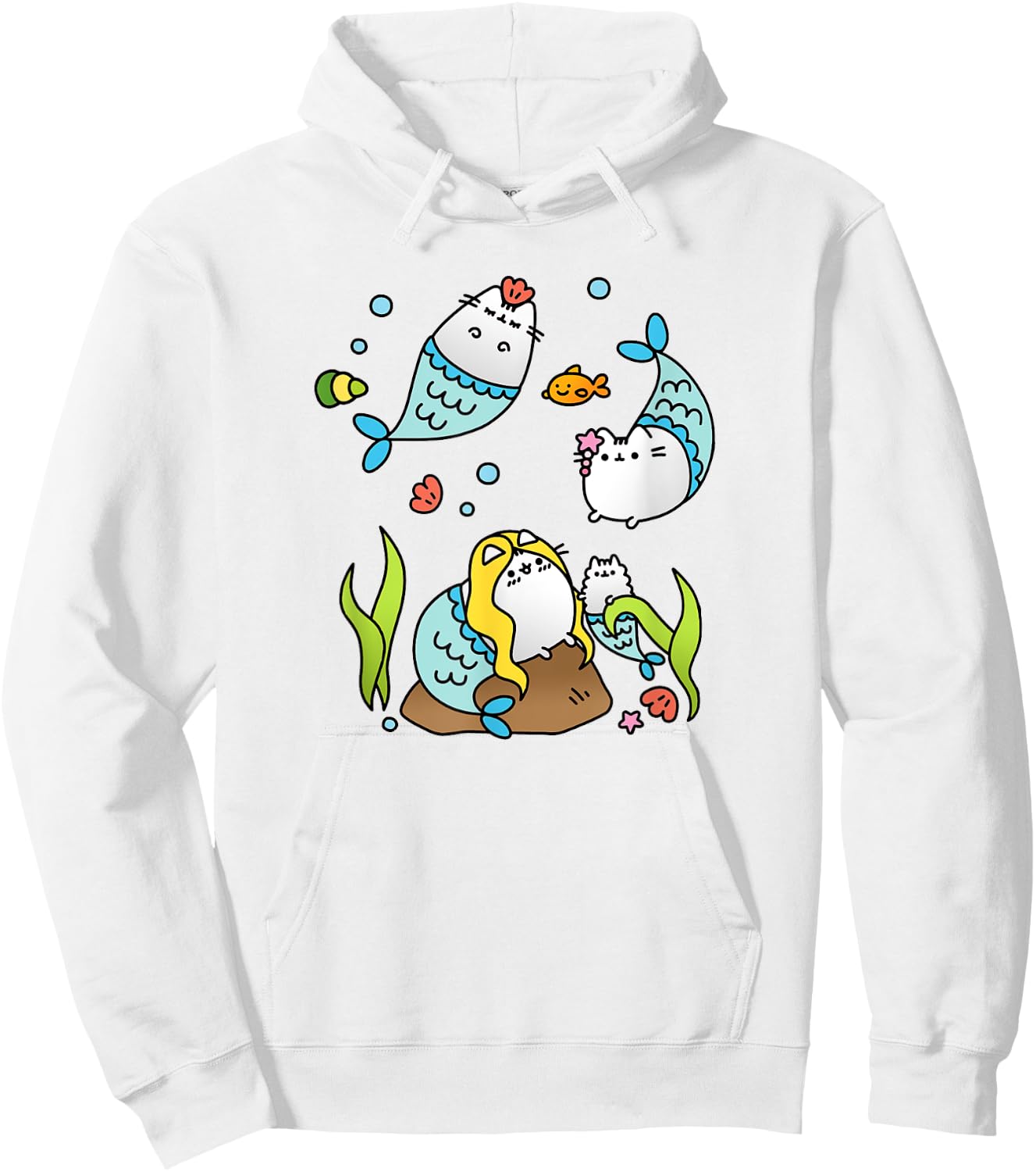 Mermaid Cat Family Cute Purrmaids Men Women Kids Hoodie - Hoodie | White