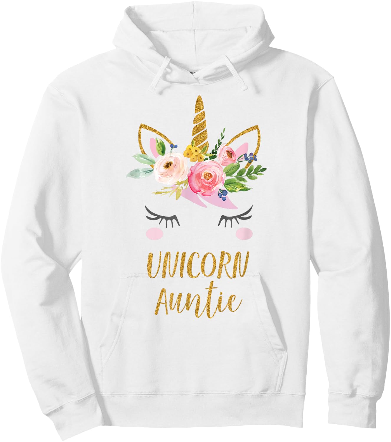 Unicorn Auntie Shirt, Floral Bouquet Hoodie - Hoodie | White