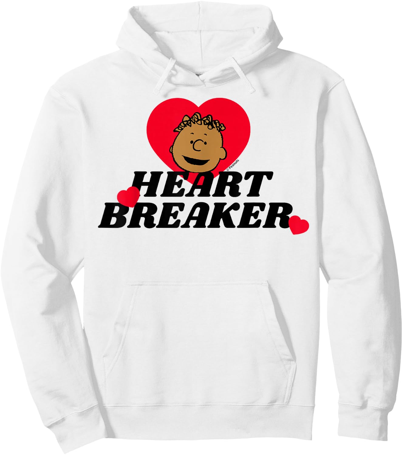 Peanuts Franklin Heartbreaker Adult Blue Small Short Sleeve Hoodie - Hoodie | White