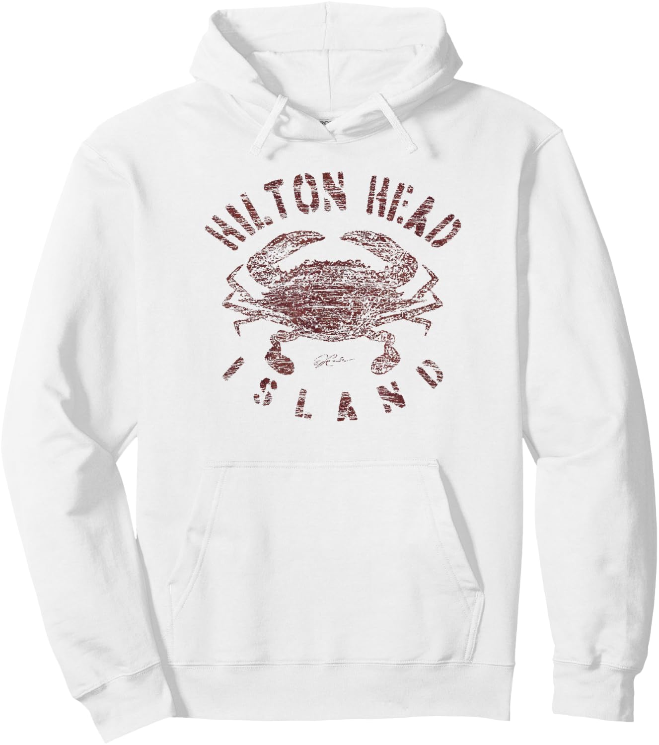 JCombs: Hilton Head Island, Atlantic Blue Crab (Distressed) Hoodie - Hoodie | White