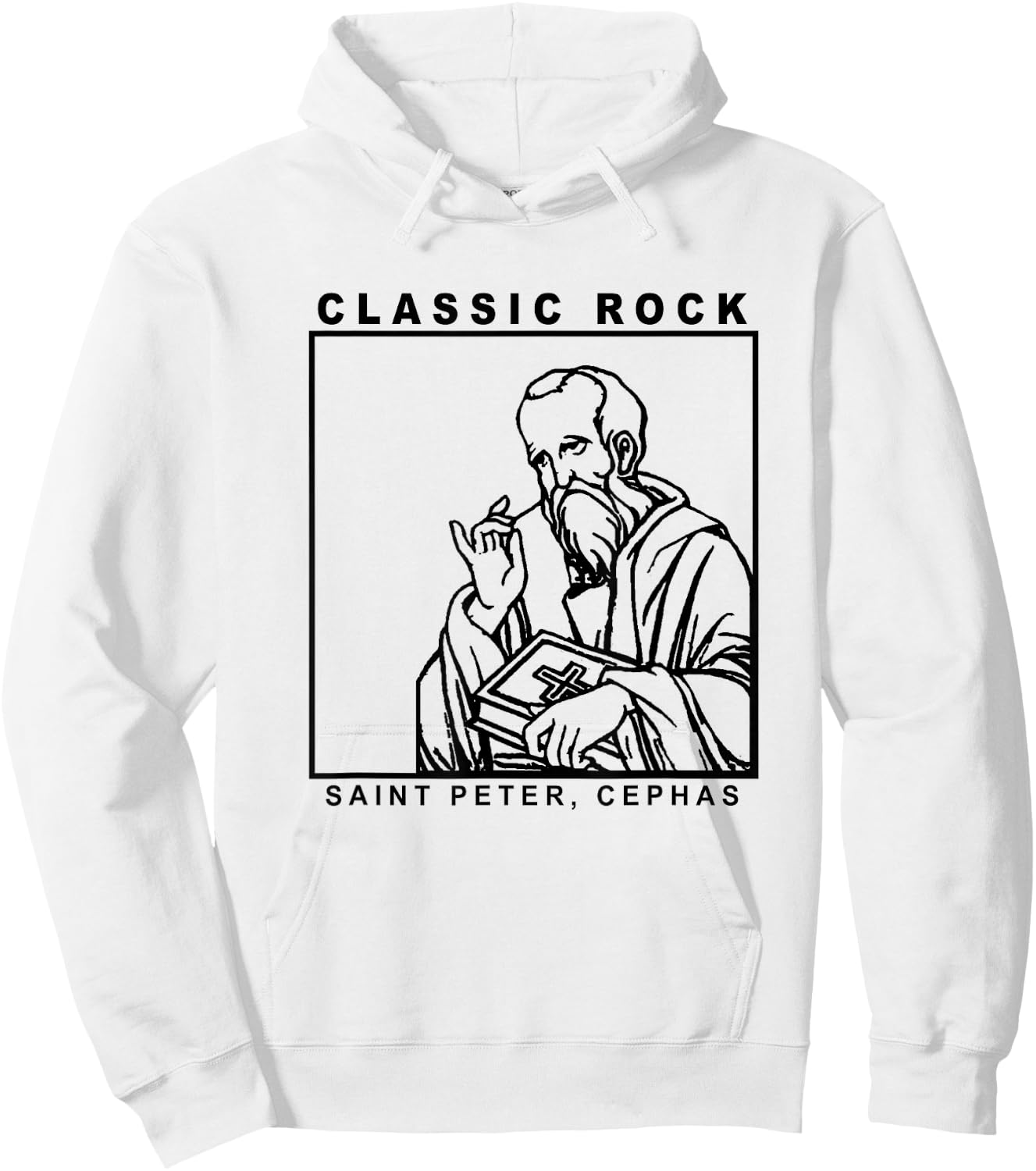 Saint Peter Classic Rock Catholic Vibe Petros Upon This Rock Hoodie - Hoodie | White