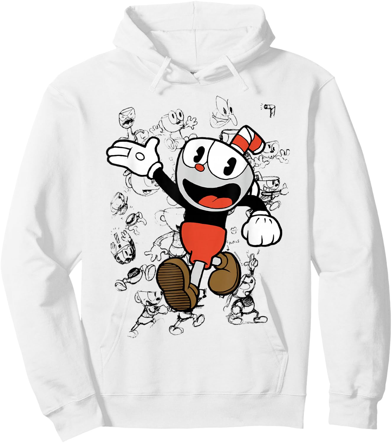 Cuphead Character Sketches Hoodie - Hoodie | White