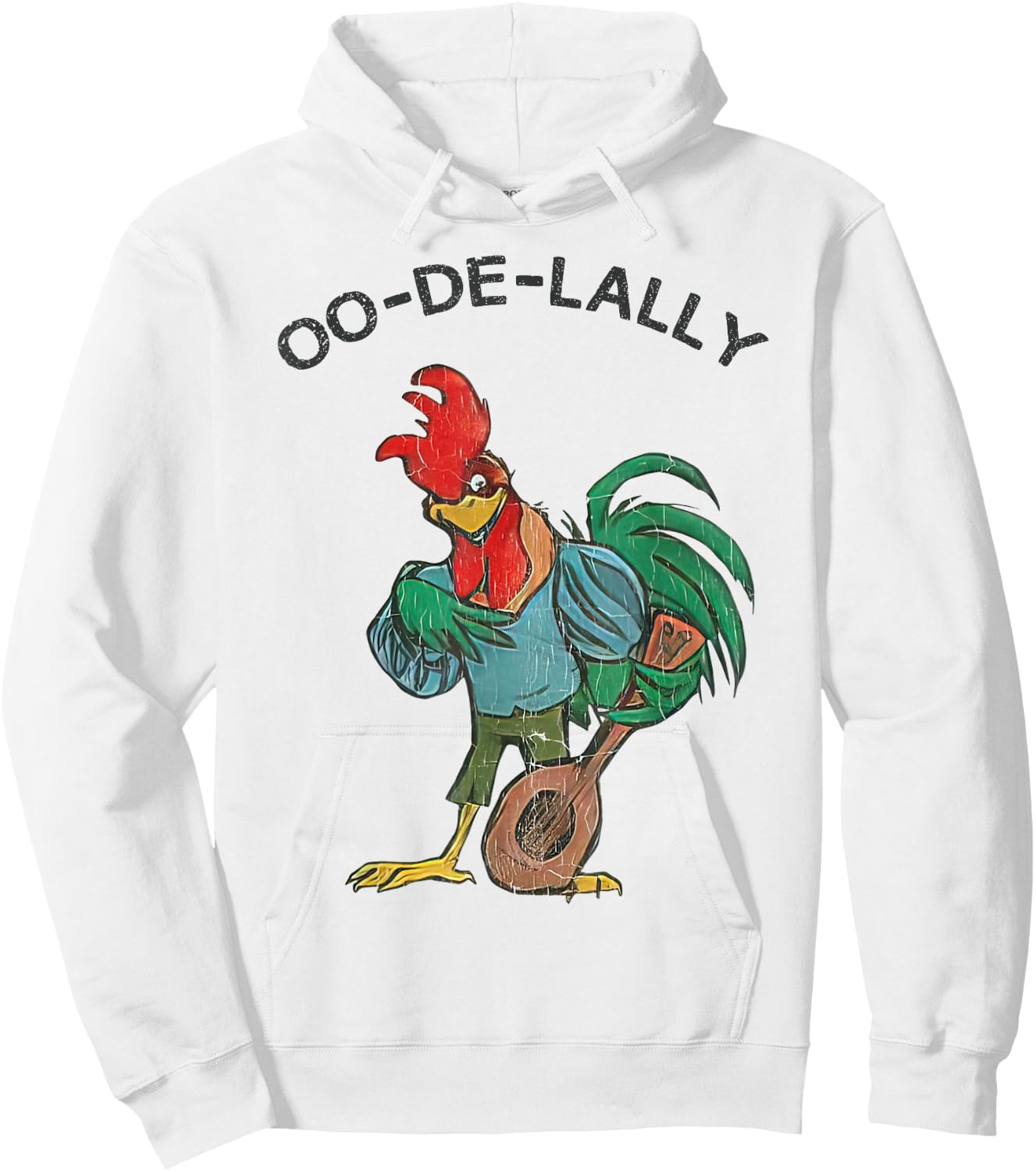 Retro Oo-de-lally Singing Rooster Vintage Guitar Chicken Hoodie - Hoodie | White