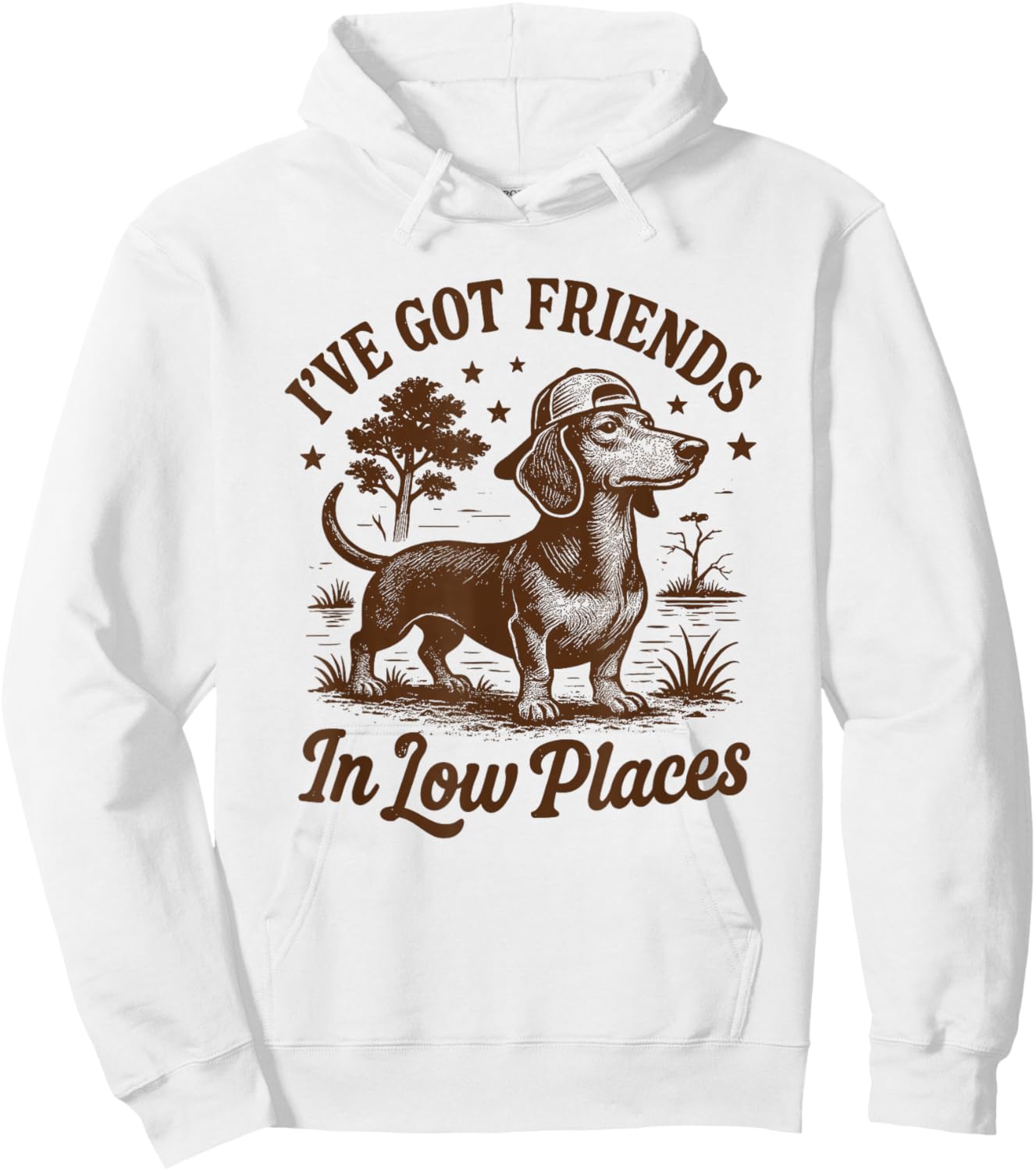 I've Got Friends In Low Places Dachshund Funny Doxie Lover Hoodie - Hoodie | White