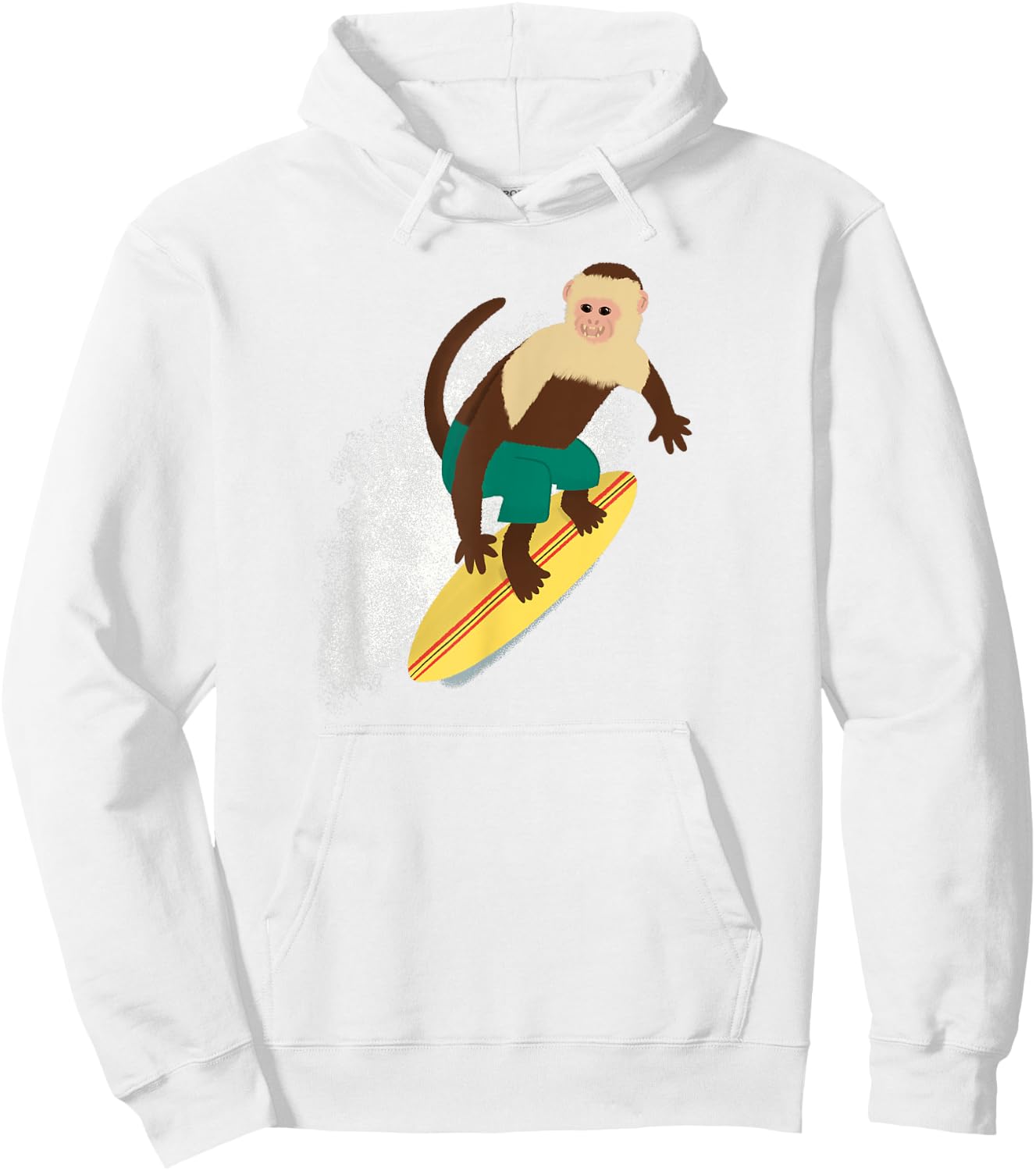 Cute Surfing Capuchin Monkey Hoodie - Hoodie | White