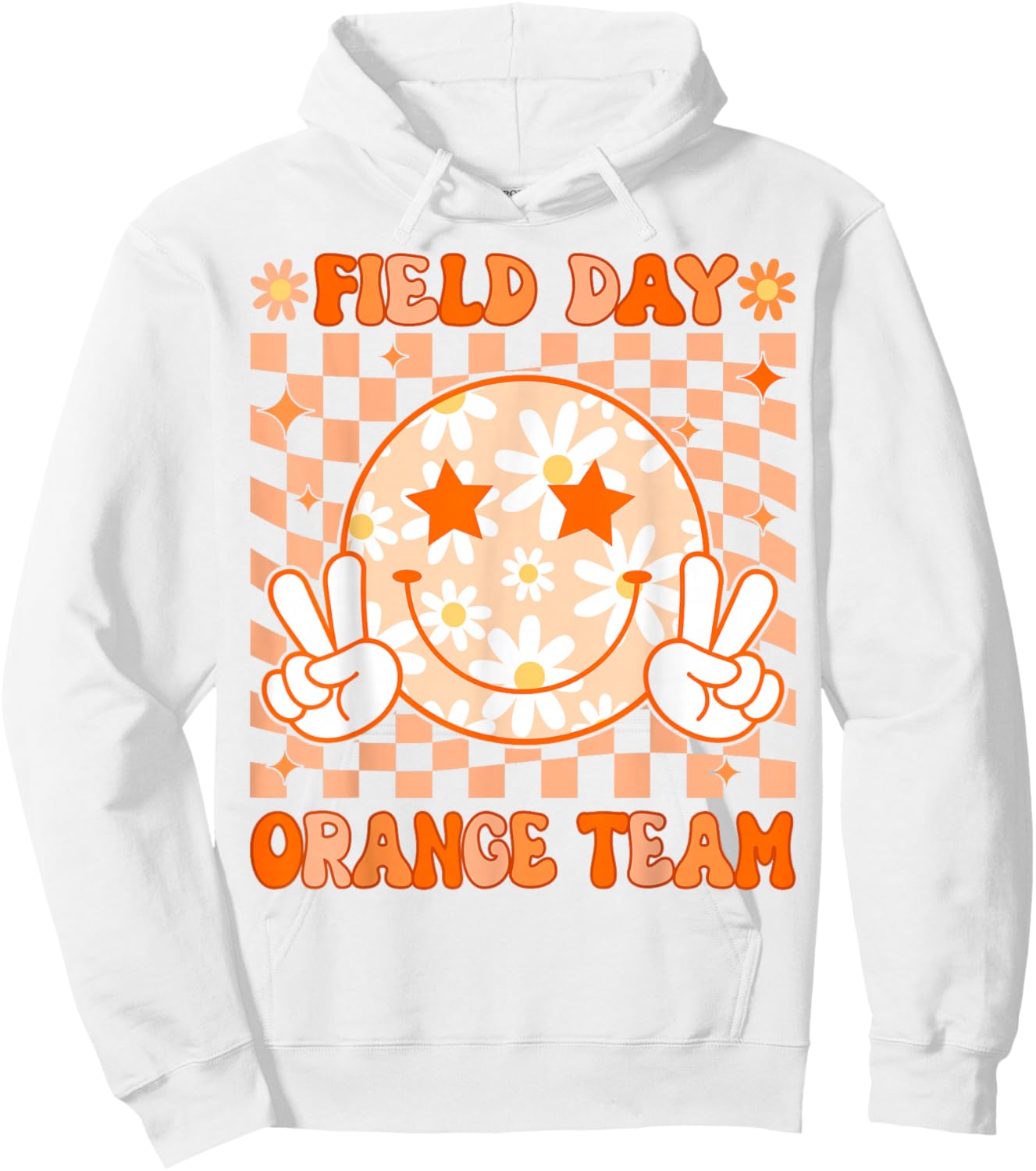Field Day Orange Team Teacher Retro Groovy Field Day 2026 Hoodie - Hoodie | White