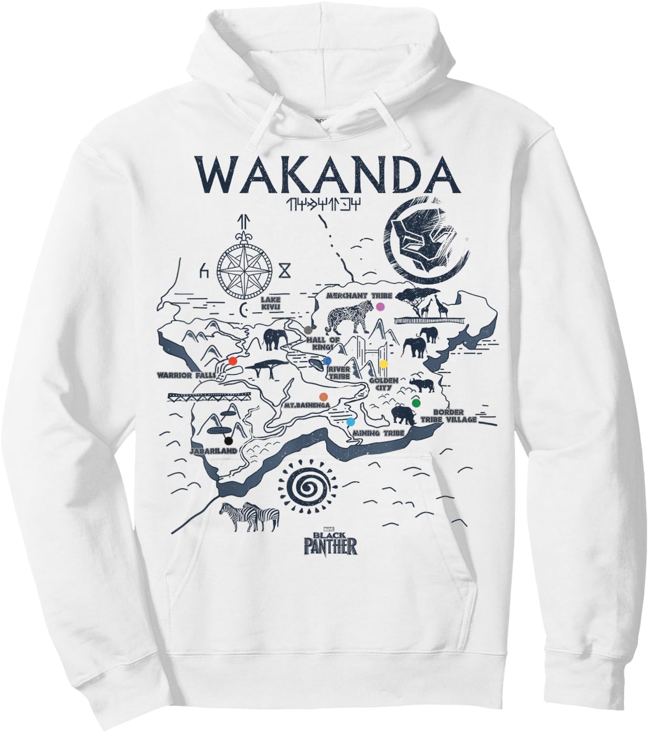 Marvel Black Panther Kingdom of Wakanda Map Graphic Hoodie - Hoodie | White